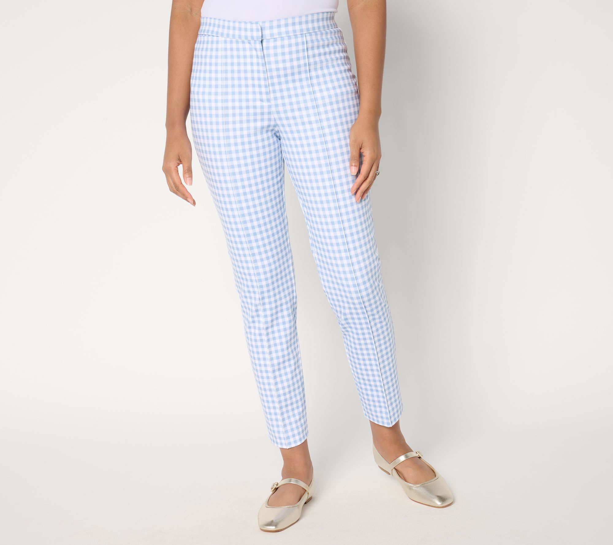 Tailored by Susan Graver Printed Ponte Petite Slim Leg Trousers