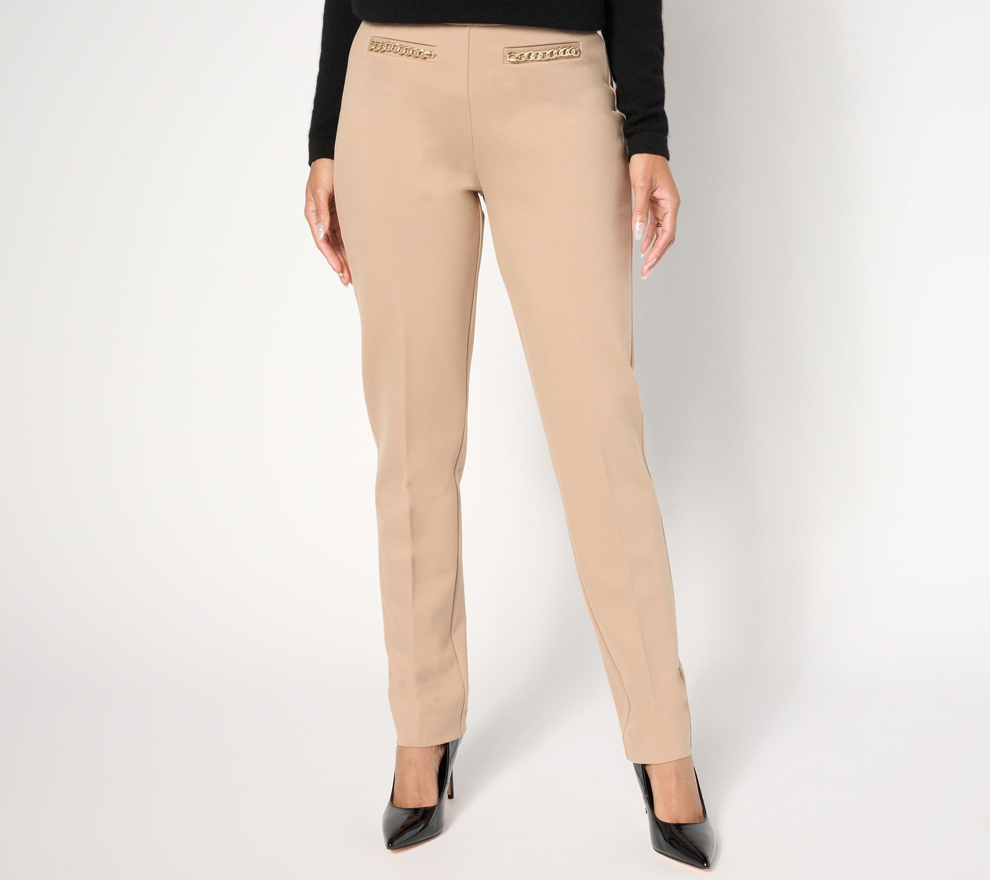 "As Is" Susan Graver Regular Smart Ponte Slim Leg Pull On Pants