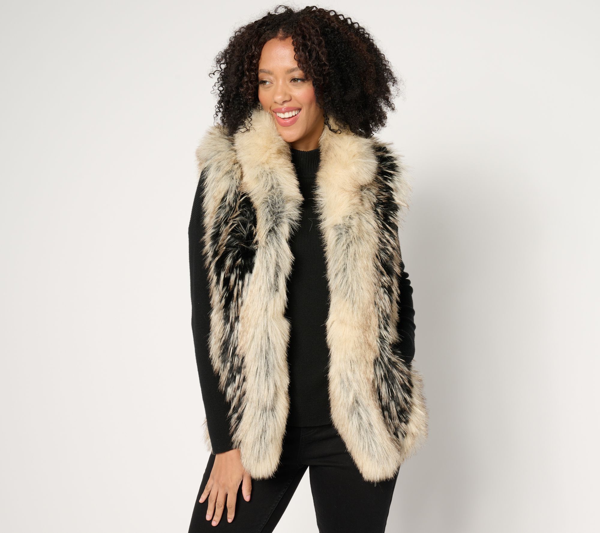 "As Is" Donna Salyers Fabulous Furs Luxe Faux Fur Vest w/ Pockets