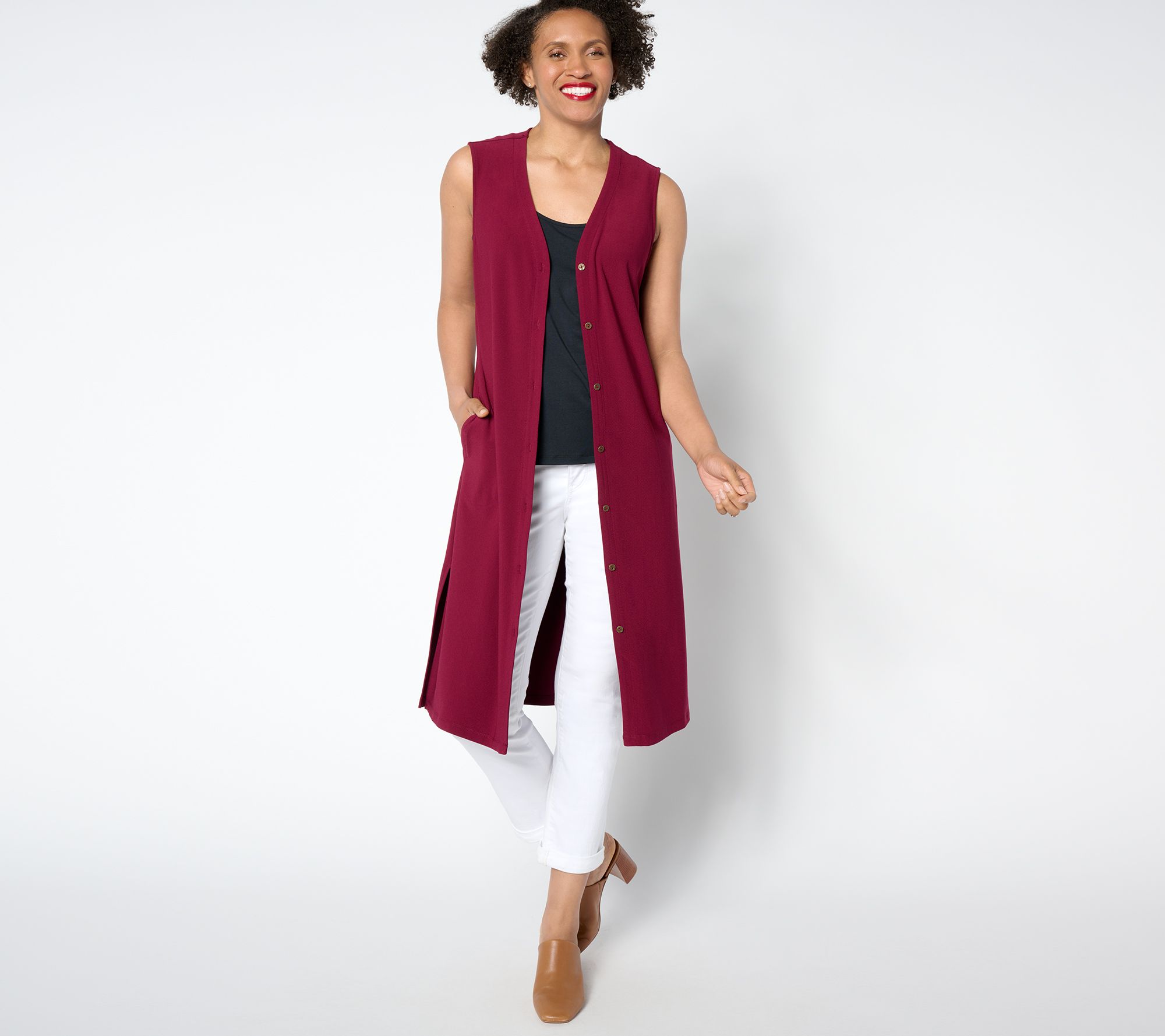 "As Is" Susan Graver Petite Every Day Textured Liquid Knit Vest