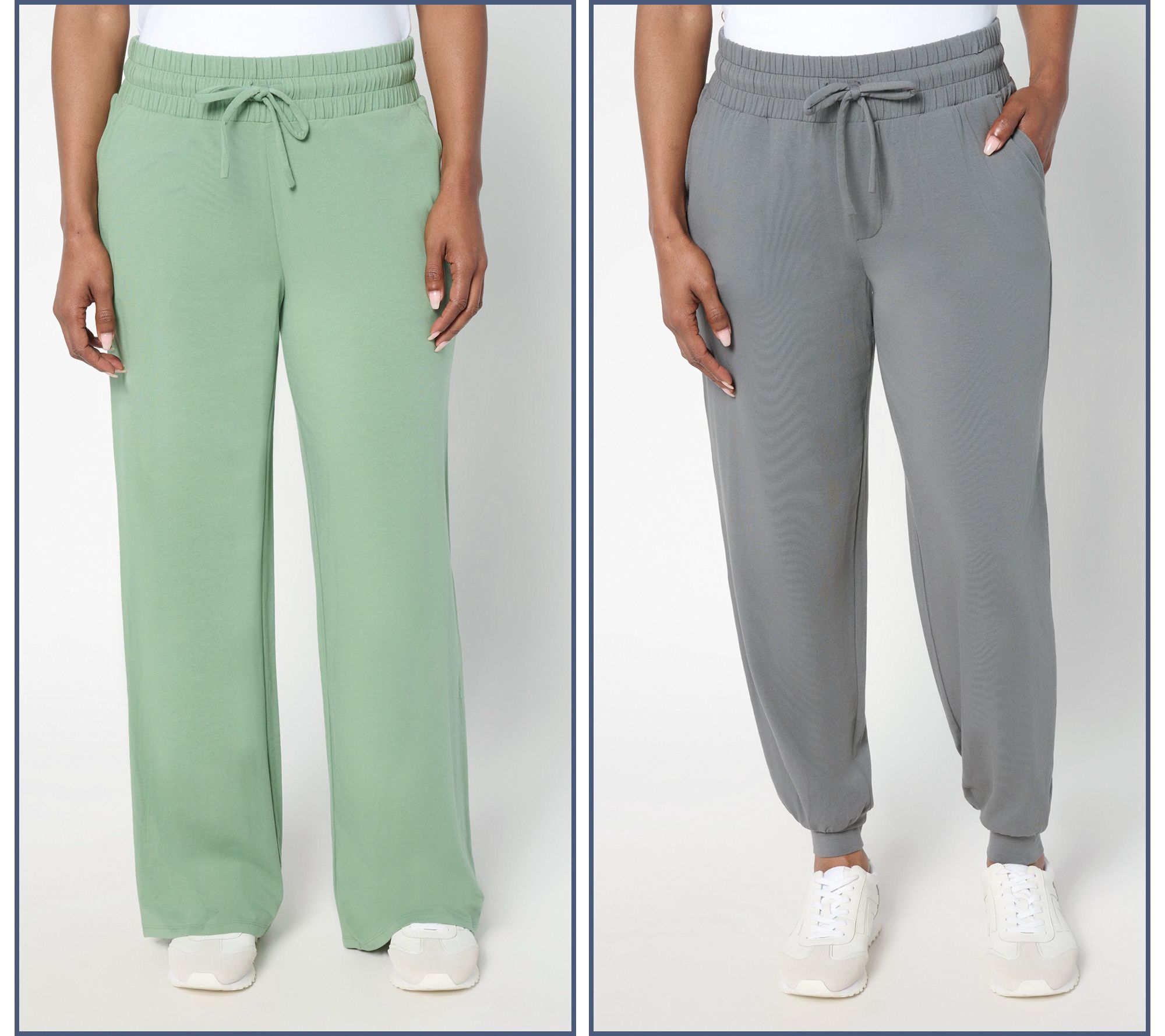 AnyBody Petite Cozy Knit 2 Pack Jogger and Full Length Pants