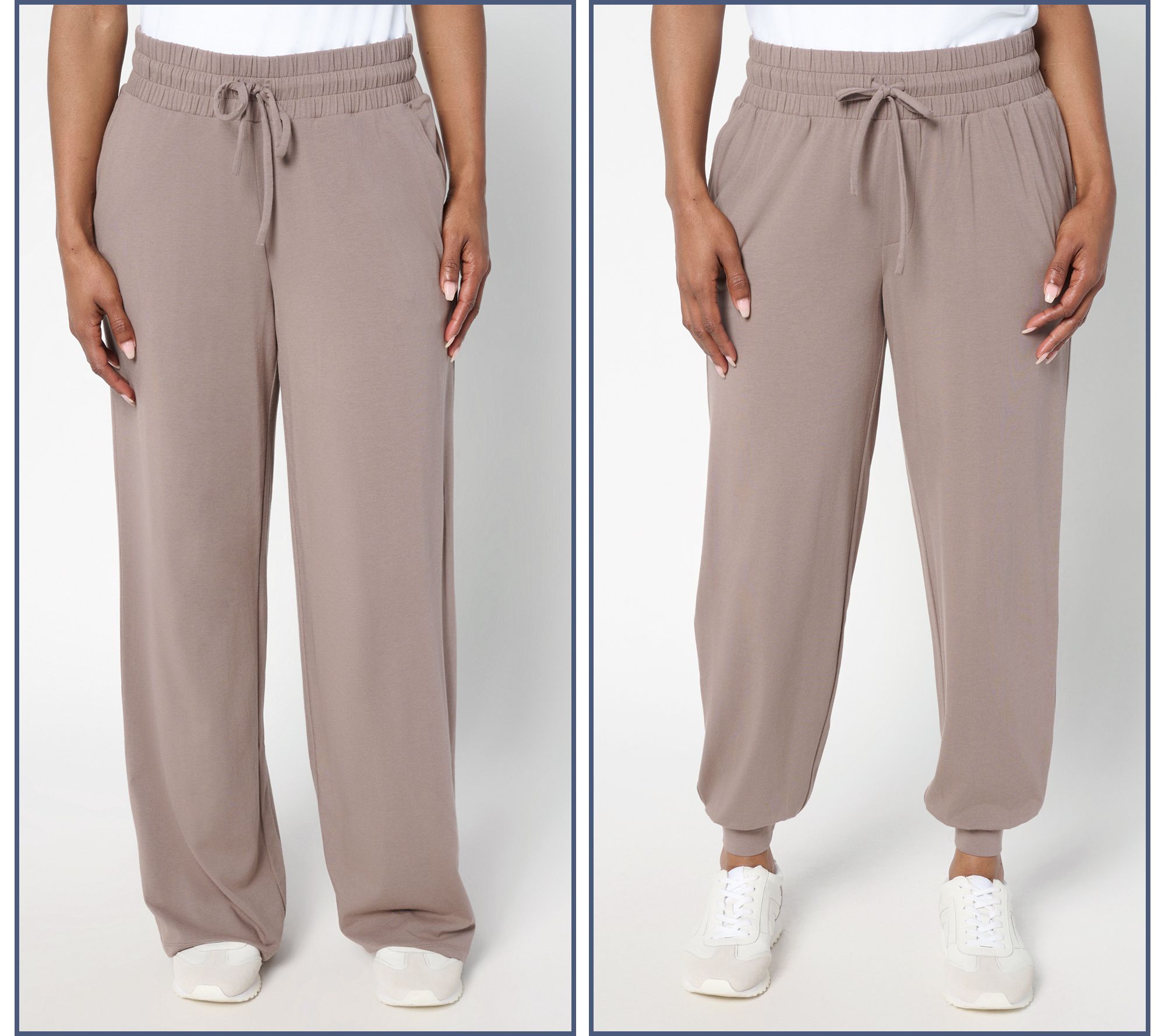 AnyBody Petite Cozy Knit 2 Pack Jogger and Full Length Pants