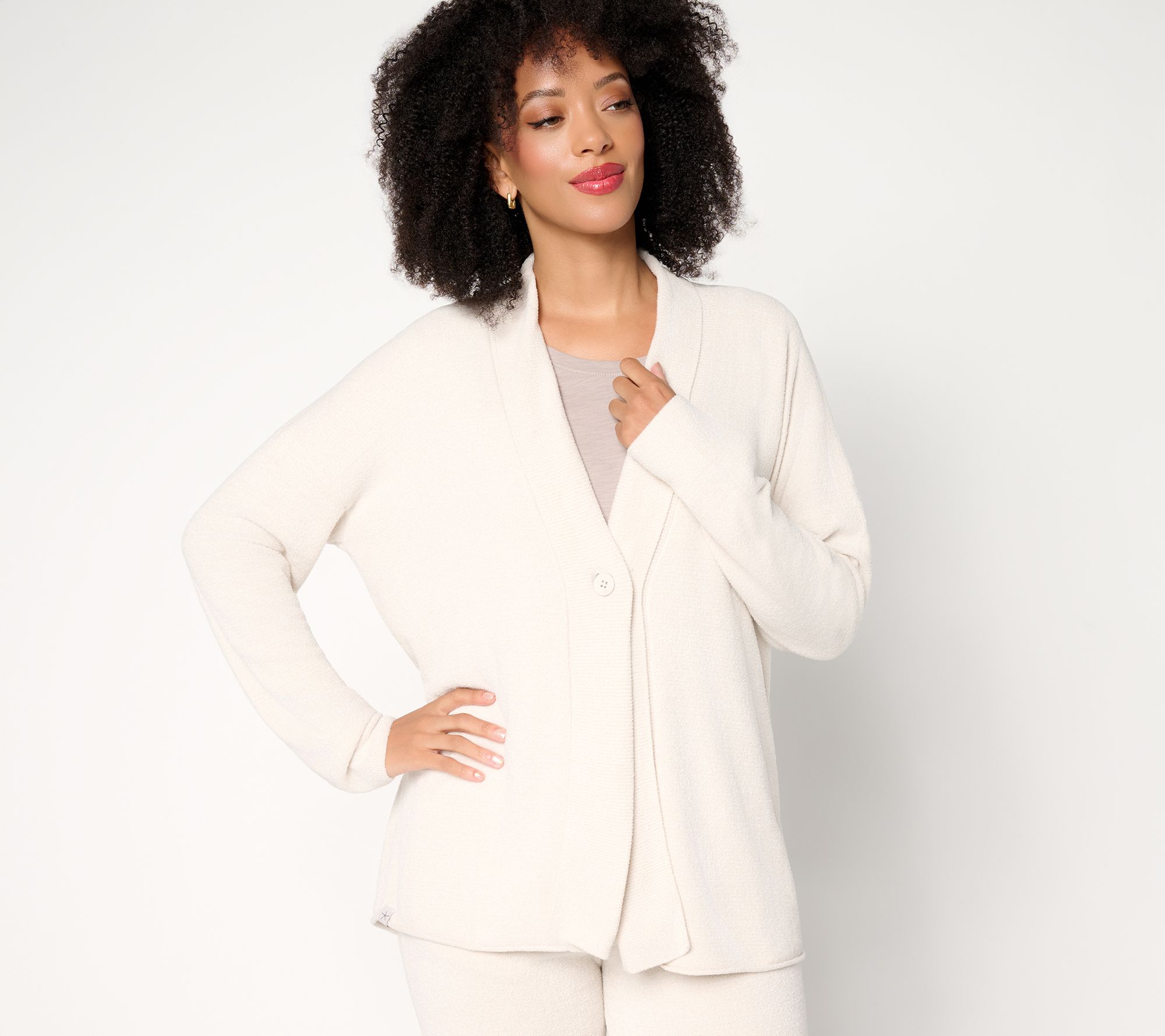 Barefoot Dreams CozyChic Ultra Lite Button Front Rib Collar Cardigan