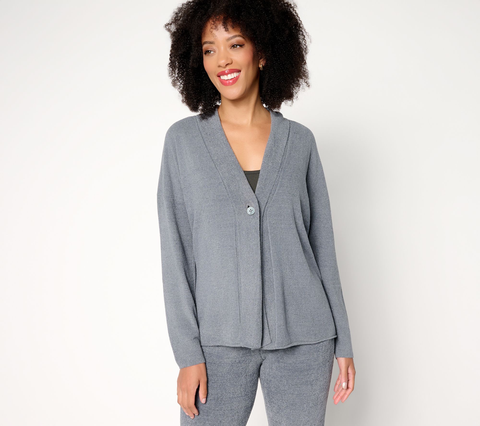 Barefoot Dreams CozyChic Ultra Lite Button Front Rib Collar Cardigan