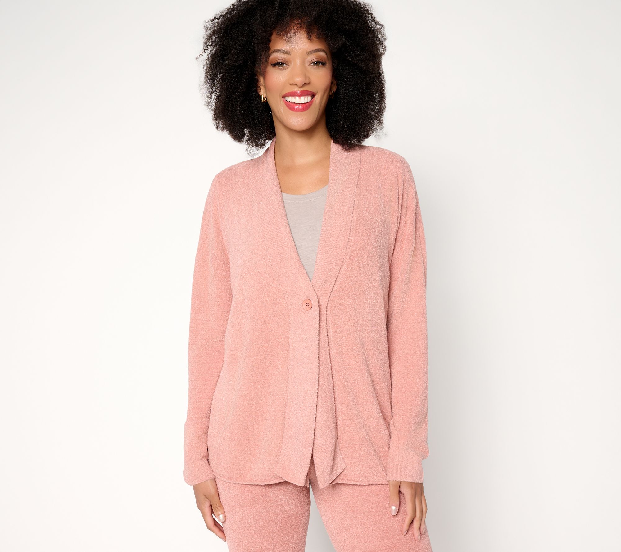 Barefoot Dreams CozyChic Ultra Lite Button Front Rib Collar Cardigan