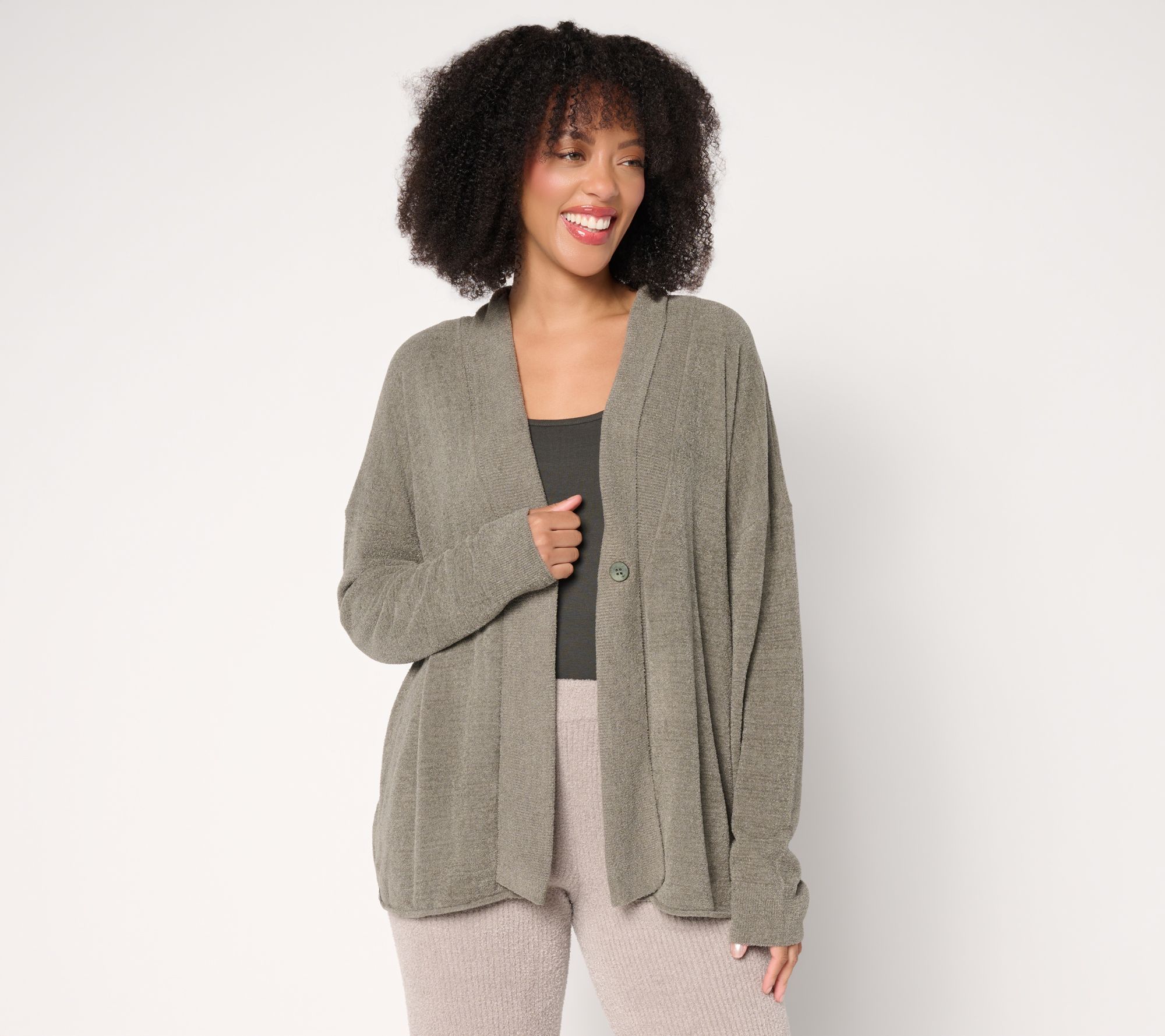Barefoot Dreams CozyChic Ultra Lite Button Front Rib Collar Cardigan