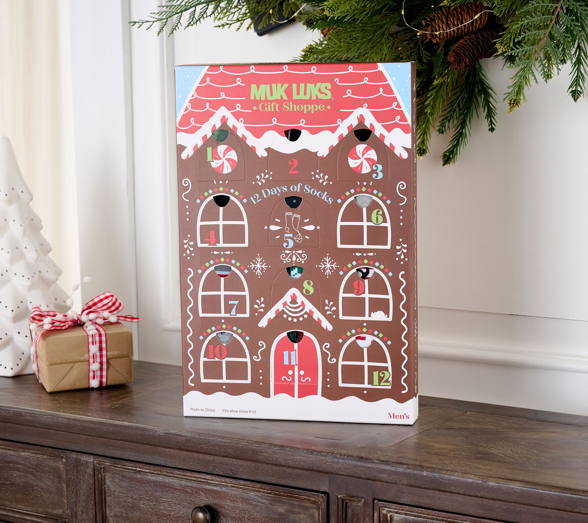 "As Is" MUK LUKS Men's 12 Days of Christmas Socks