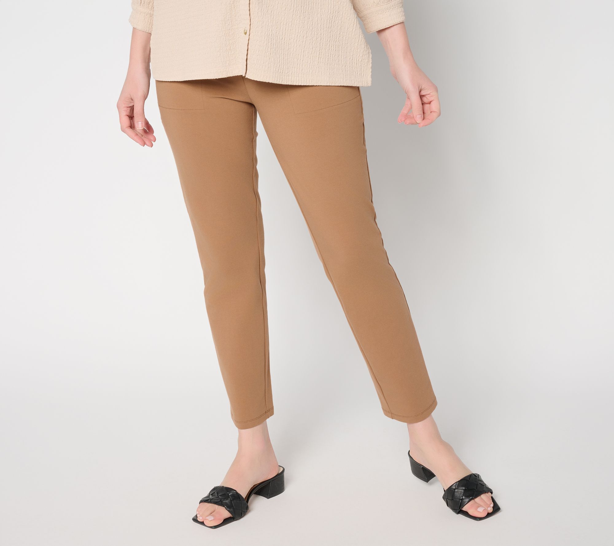 Susan Graver Weekend Petite Travel Knit Slim-Leg Ankle Pant