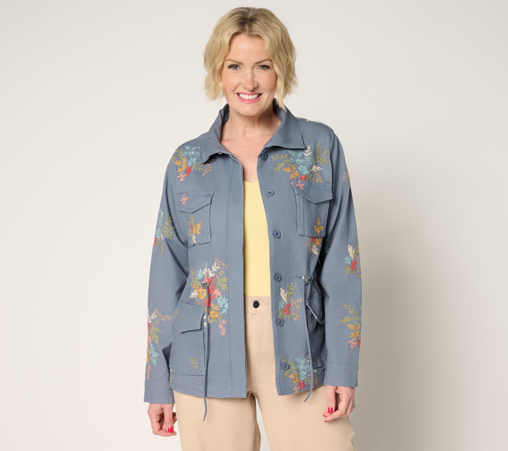 Driftwood Jeans Amber Linen Utility Jacket - Dusty Blue