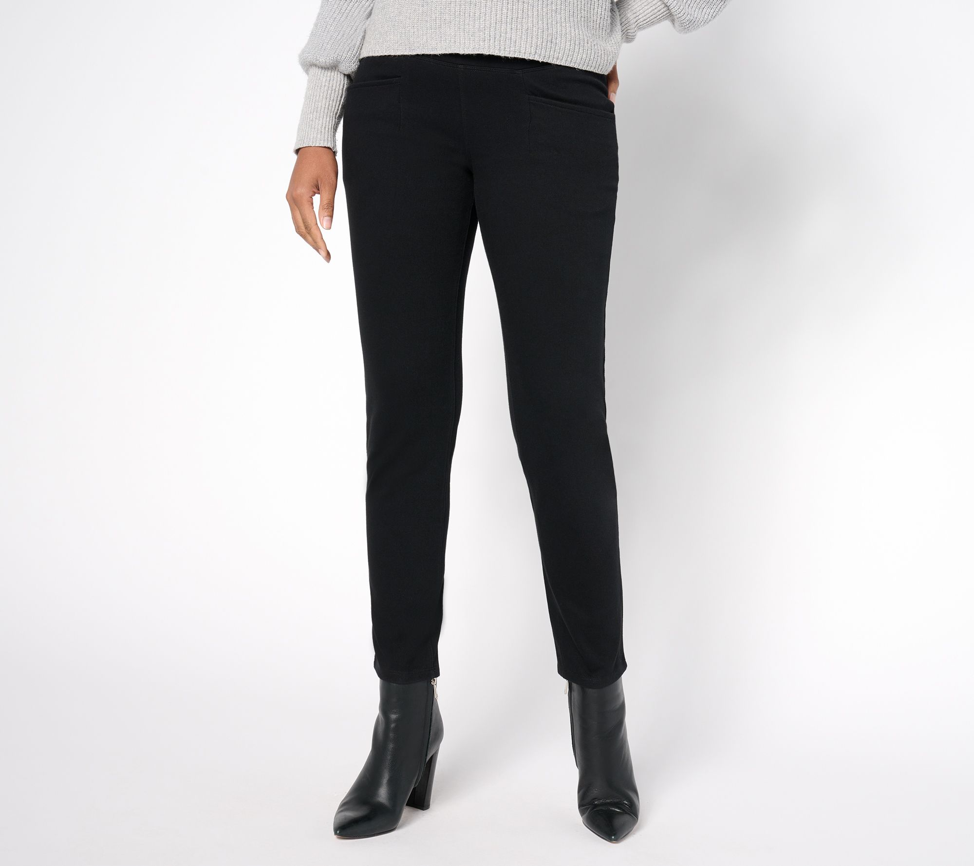 "As Is" Women with Control Petite Prime Stretch Denim Slim Pants