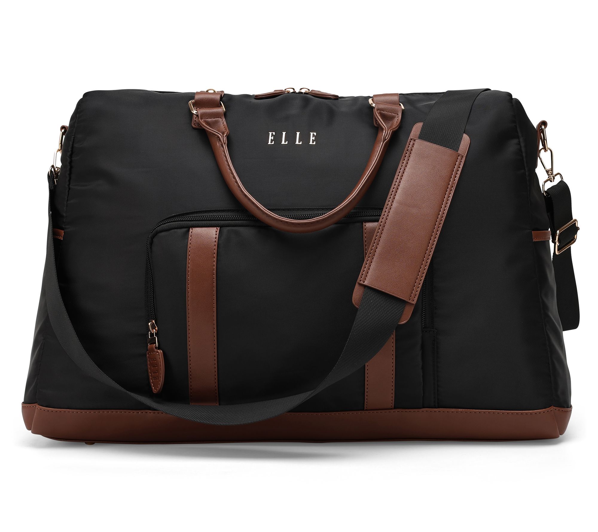 ELLE Luxe Journey Twill and Vegan Leather Weekender Duffel