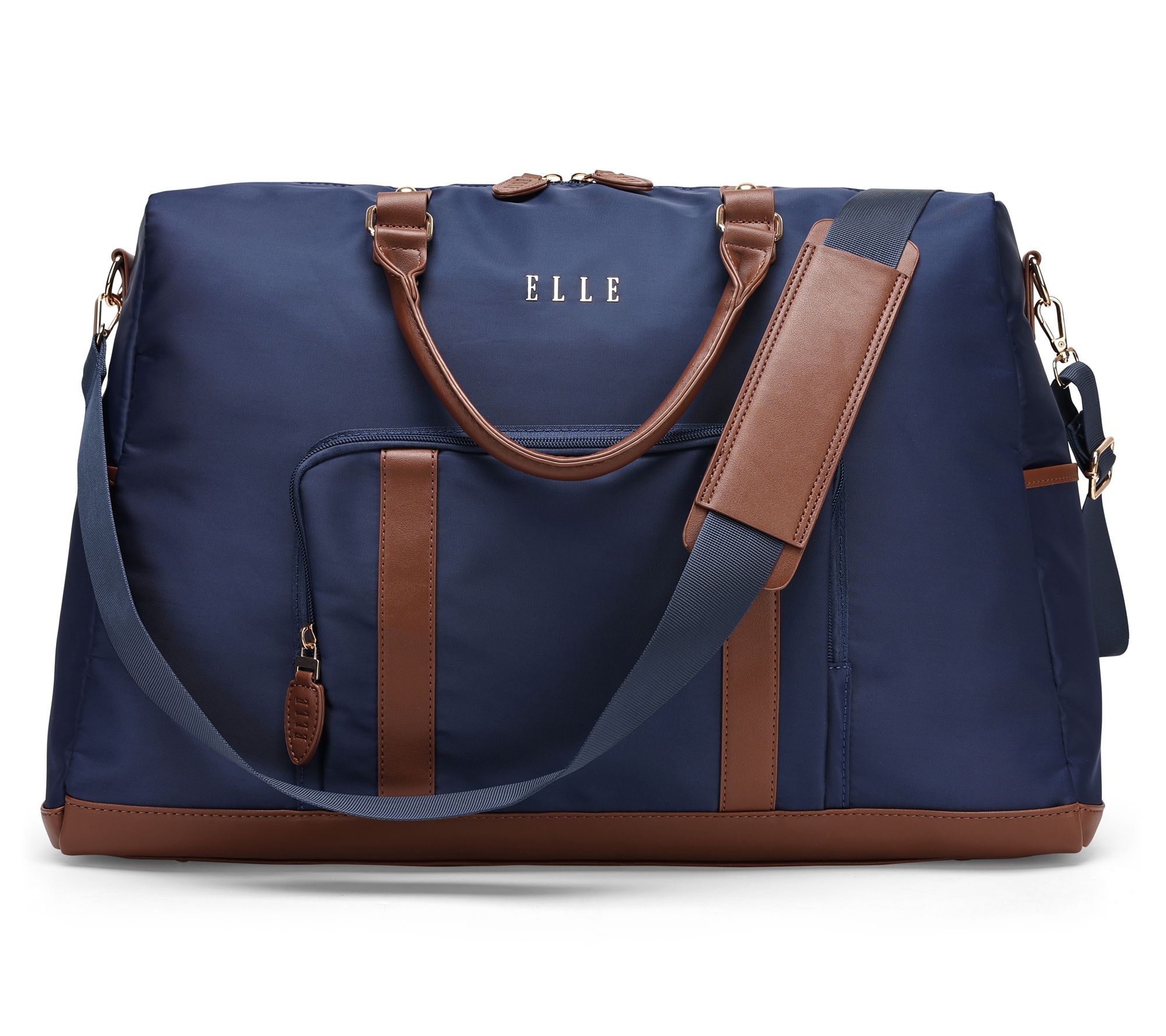 ELLE Luxe Journey Twill and Vegan Leather Weekender Duffel
