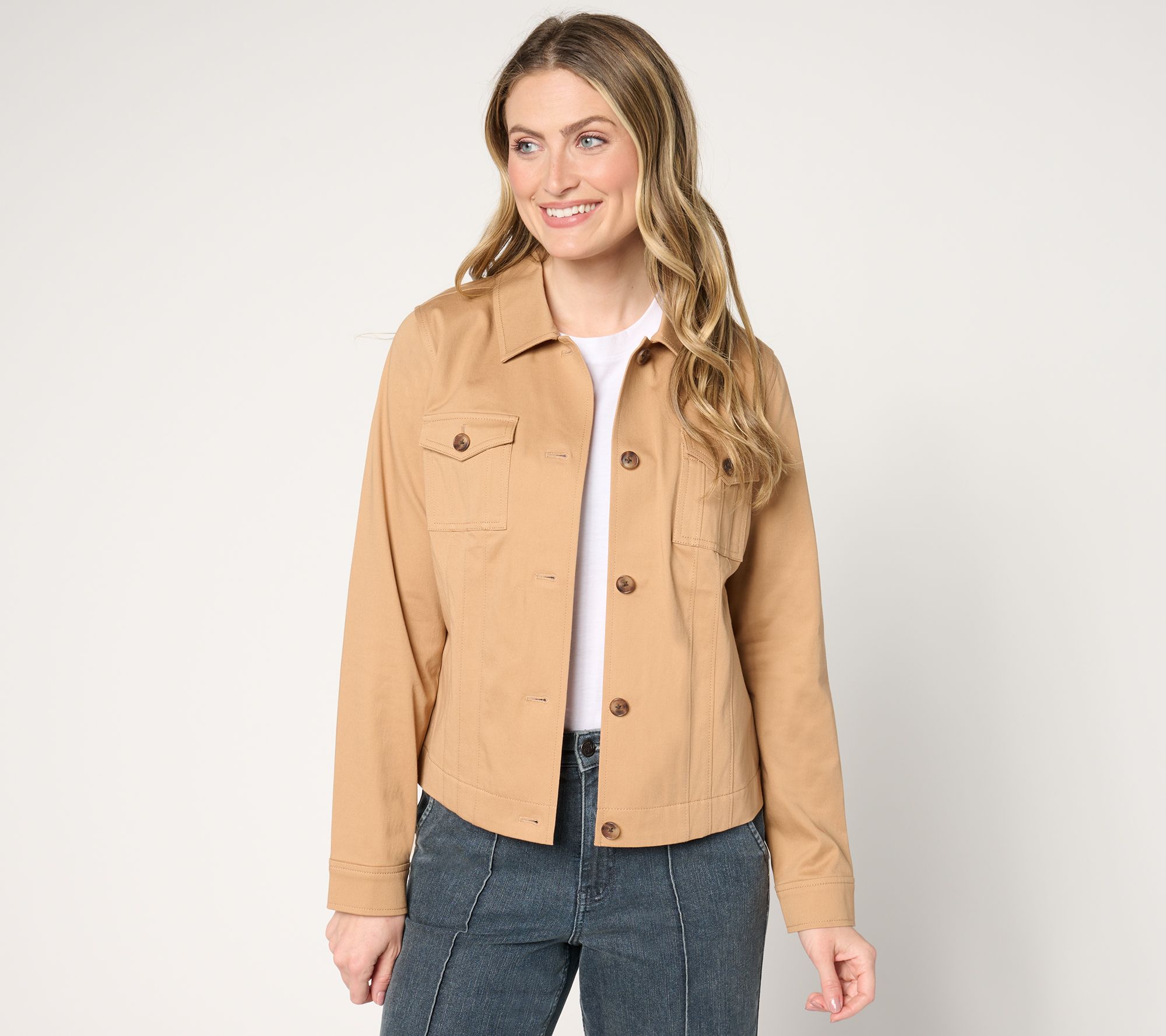 "As Is" ShWk 2/3 Attitudes by Renee Cotton Stretch Sateen Jacket