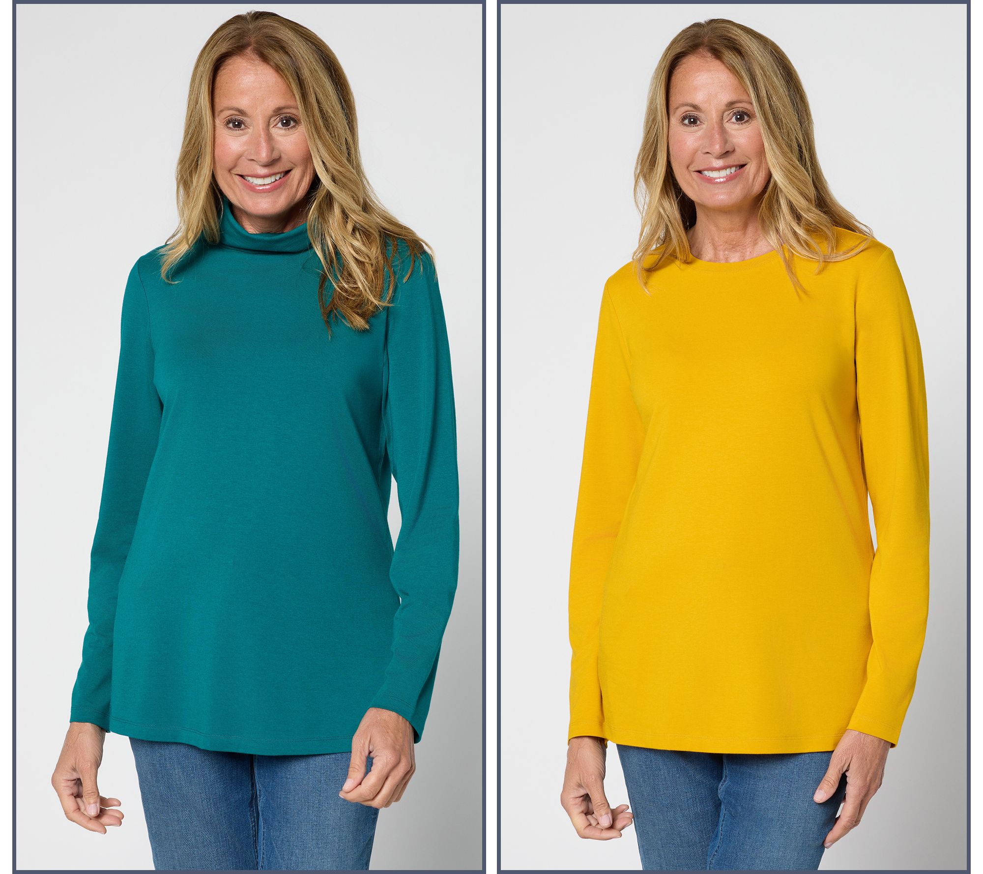 Denim & Co. Essentials So Soft Jersey Variety 2-Pack Long Slv Tops
