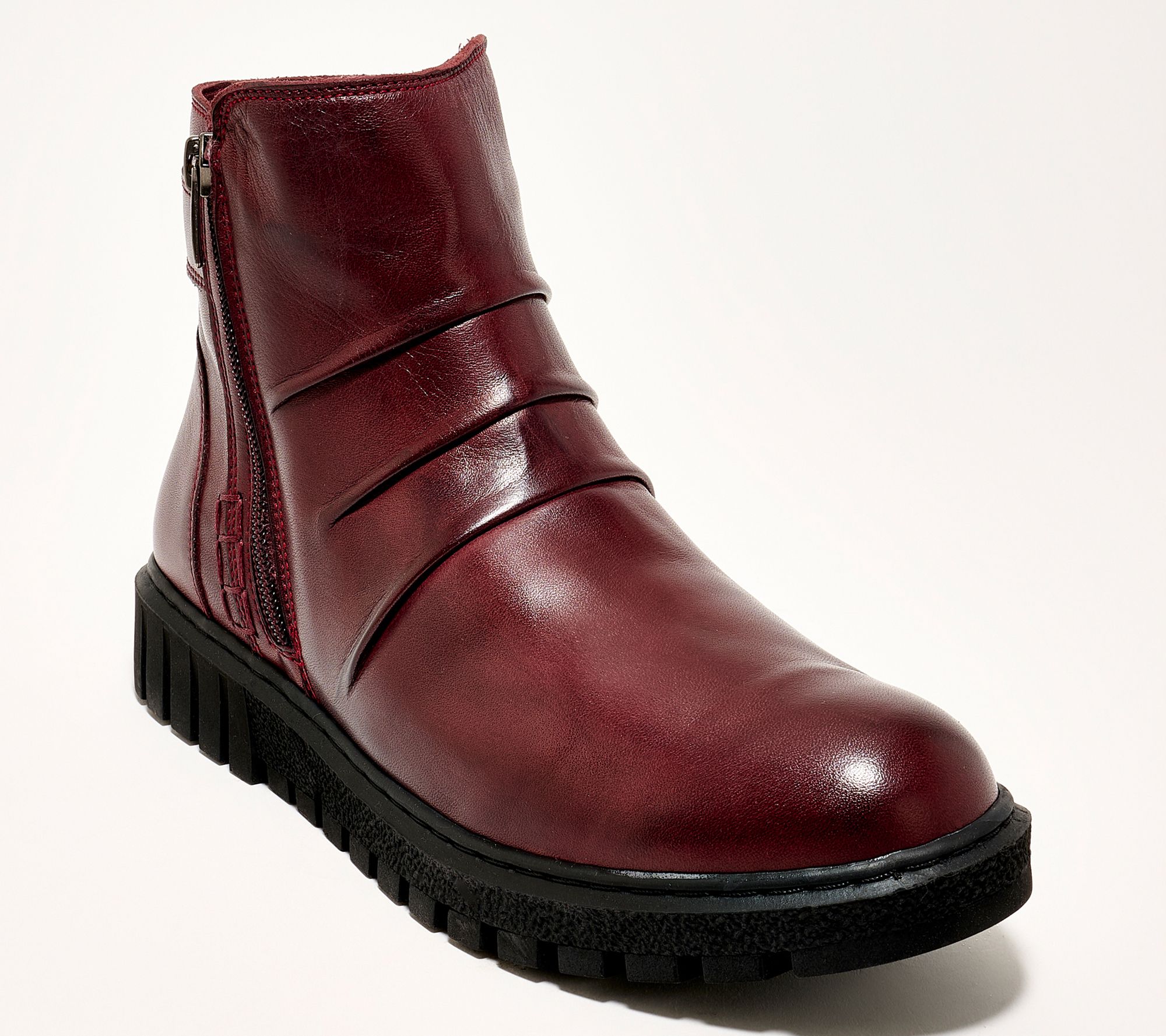  Miz Mooz Leather Ruched Ankle Boots - Brena