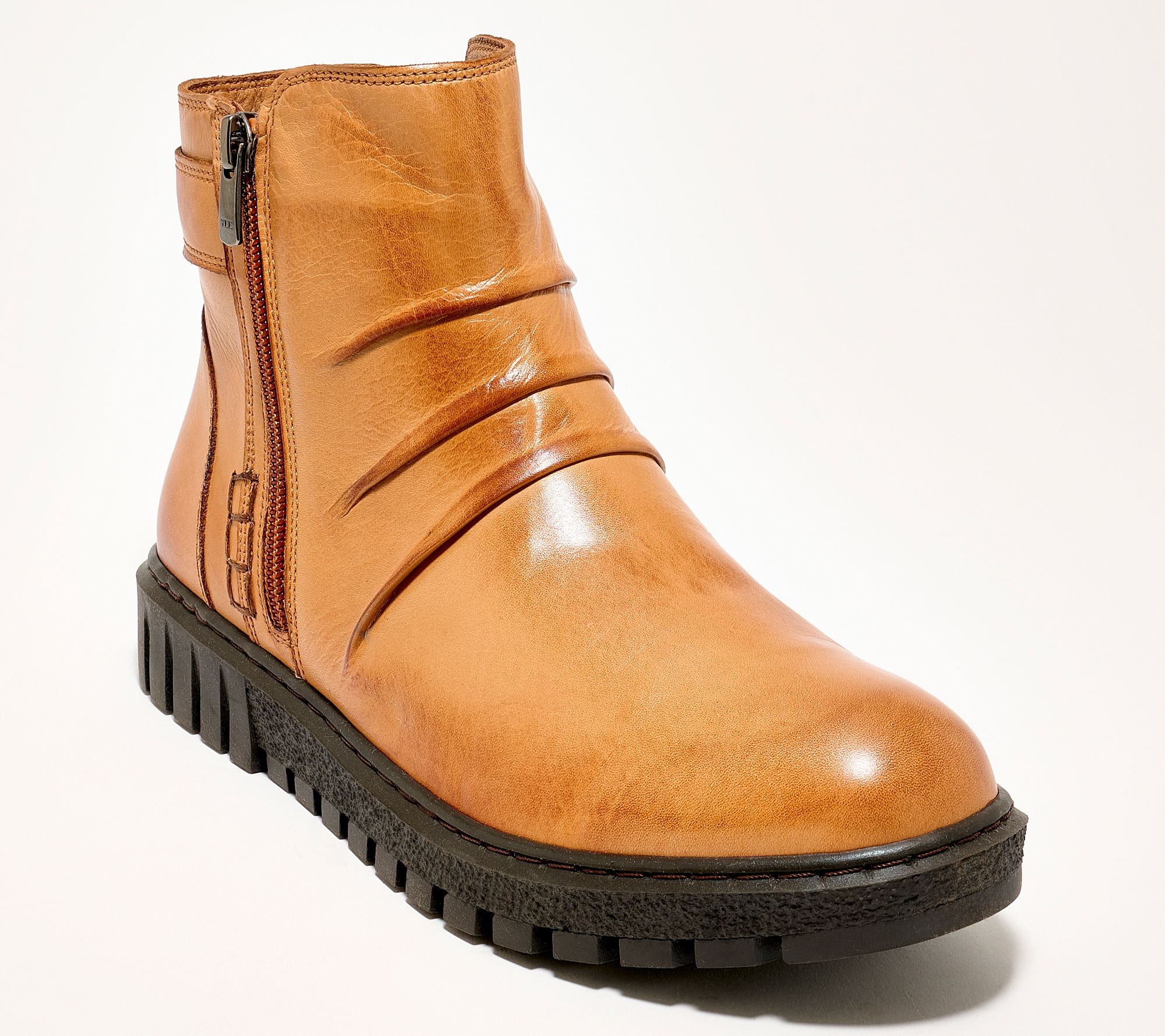 Miz Mooz Leather Ruched Ankle Boots - Brena