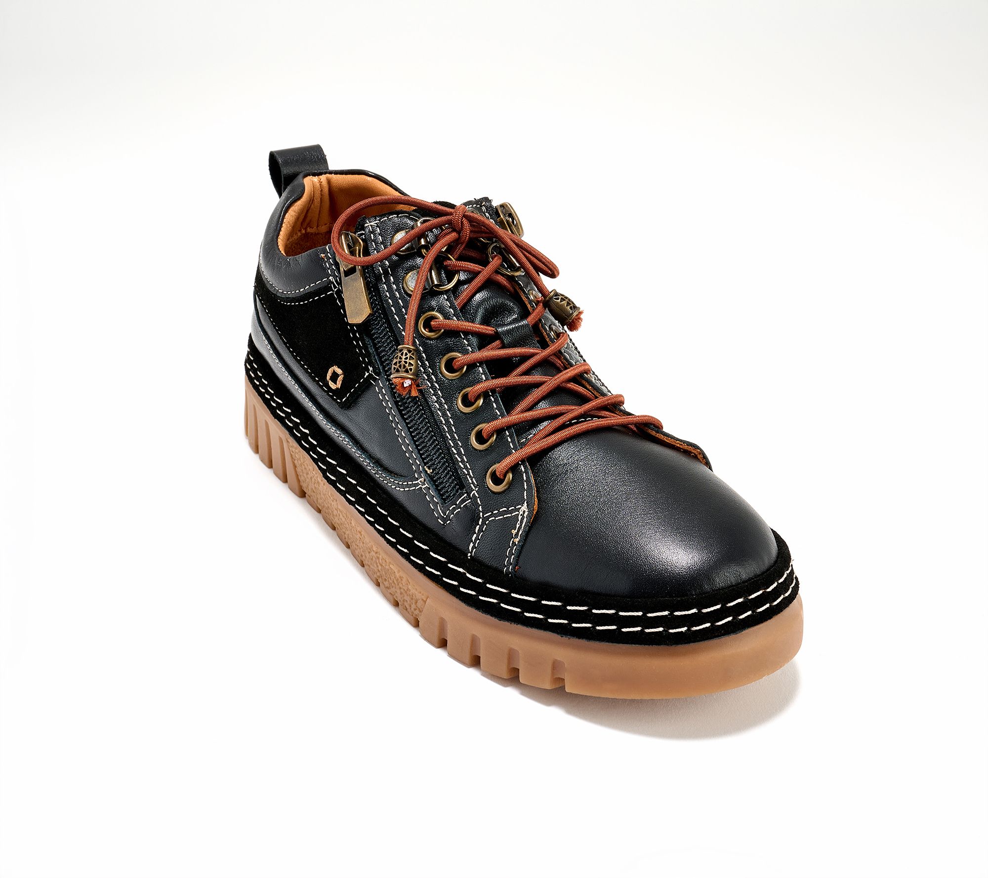 Spring Step Leather Lace-Up Casual Sneakers - Lauria