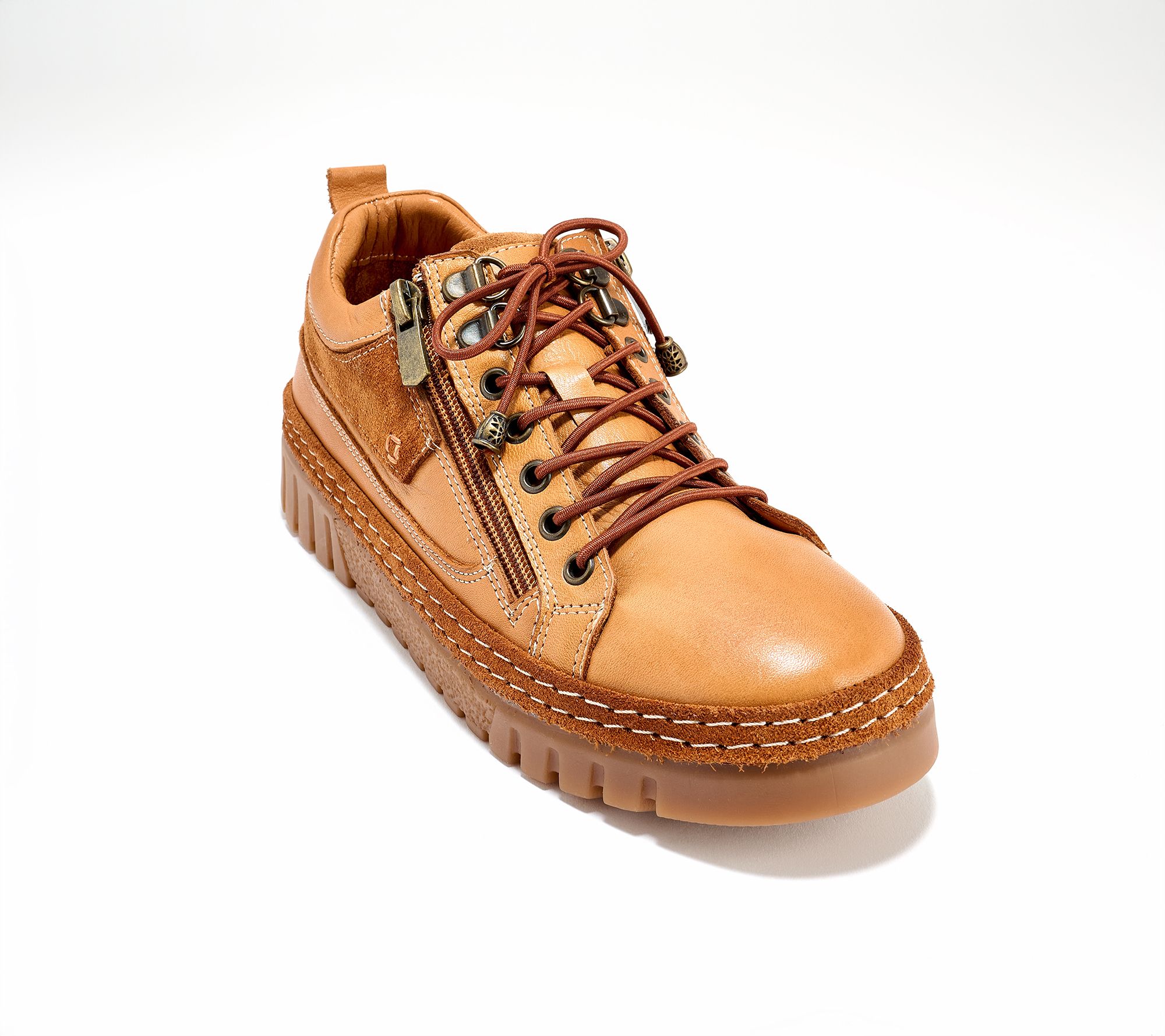 Spring Step Leather Lace-Up Casual Sneakers - Lauria