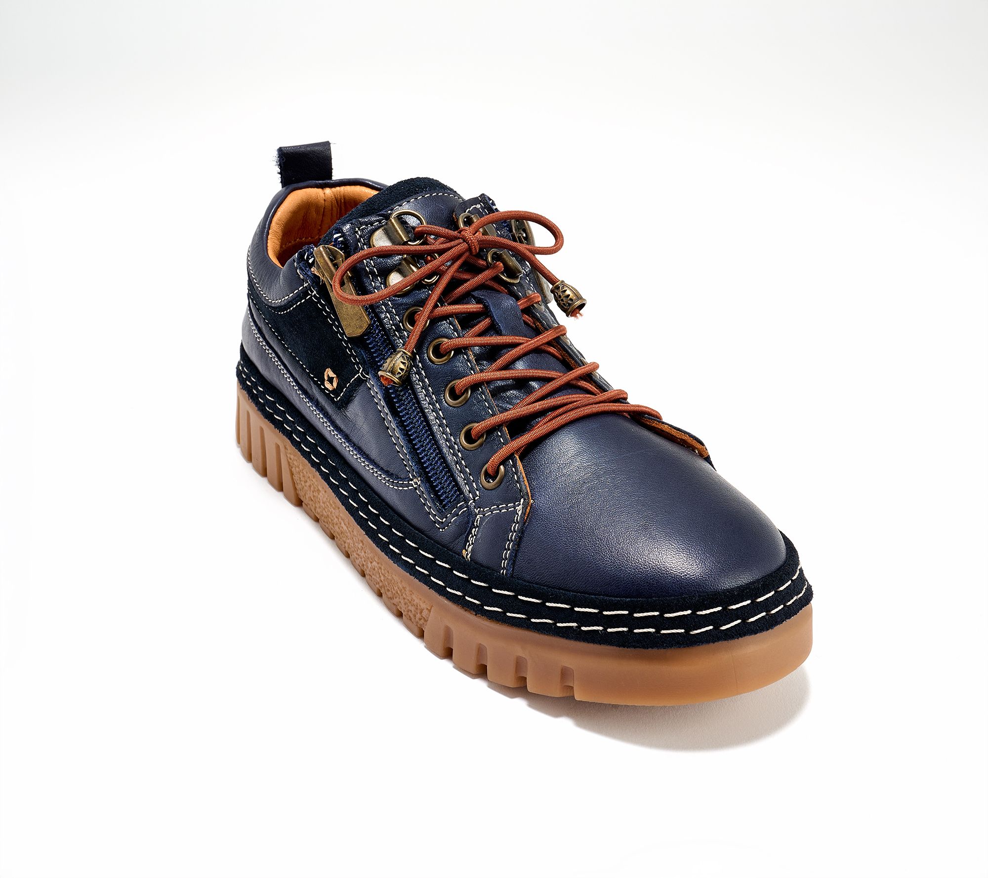 Spring Step Leather Lace-Up Casual Sneakers - Lauria