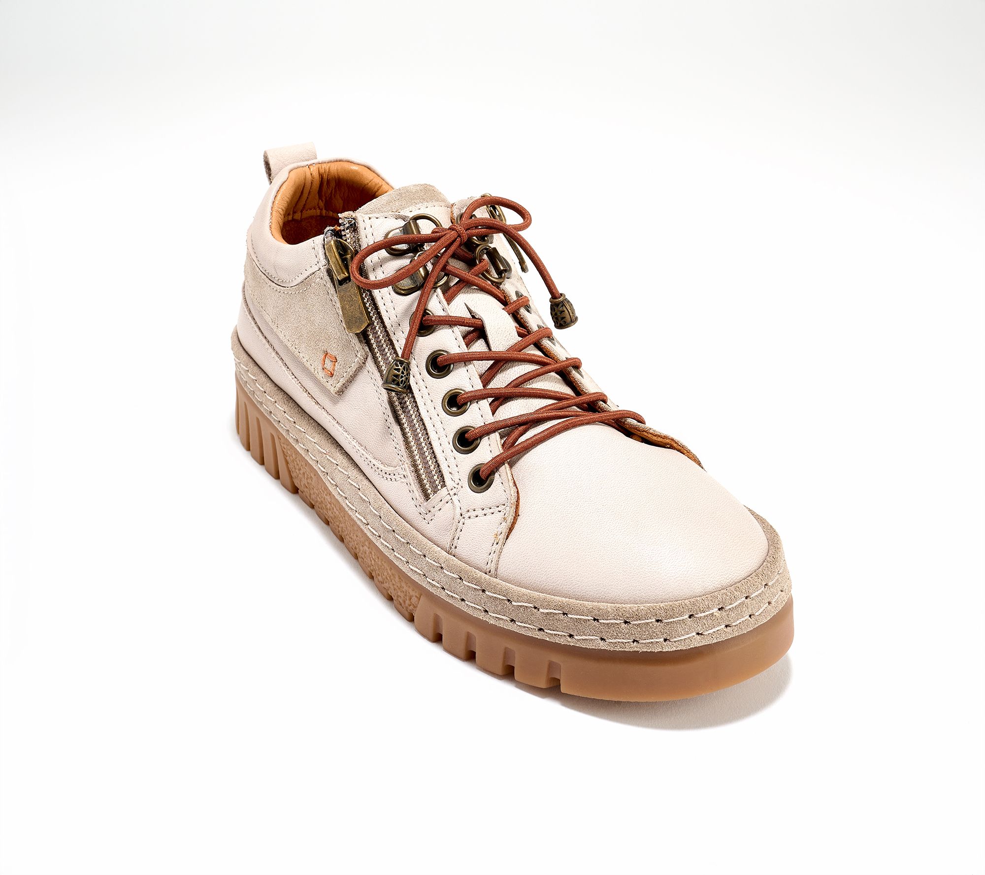 Spring Step Leather Lace-Up Casual Sneakers - Lauria