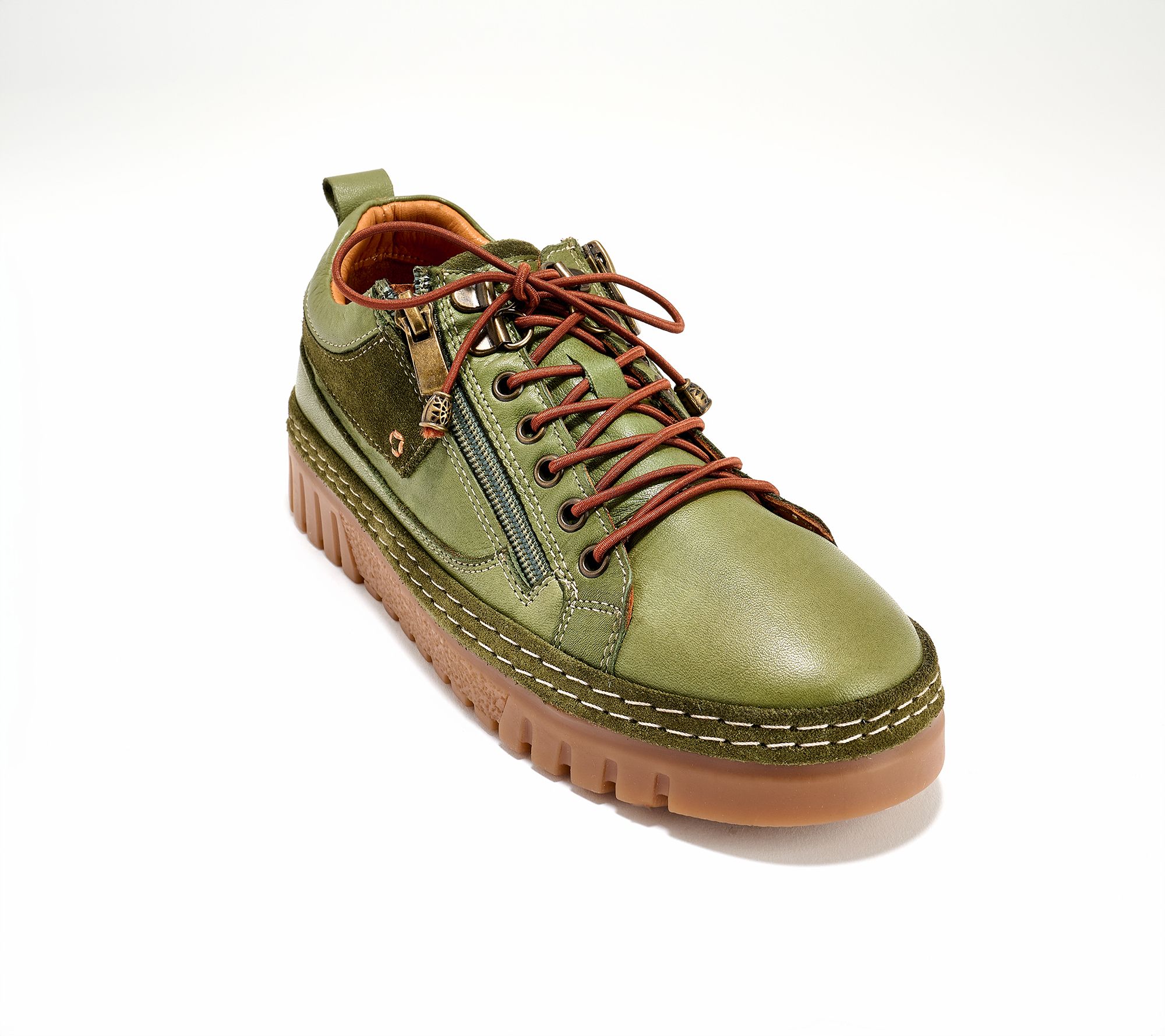 Spring Step Leather Lace-Up Casual Sneakers - Lauria