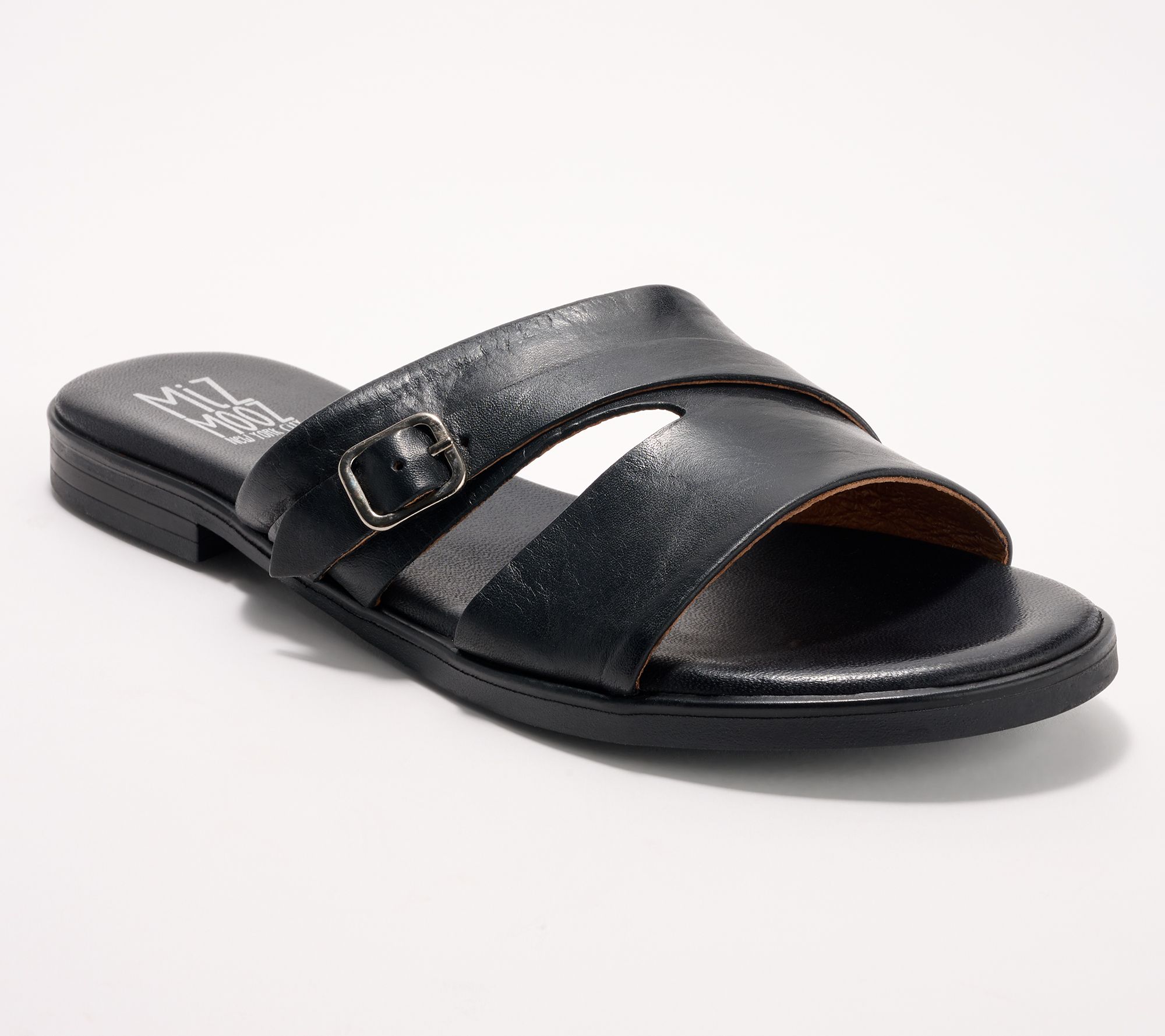"As Is" Miz Mooz Leather Buckle Slide Sandals- Latreece