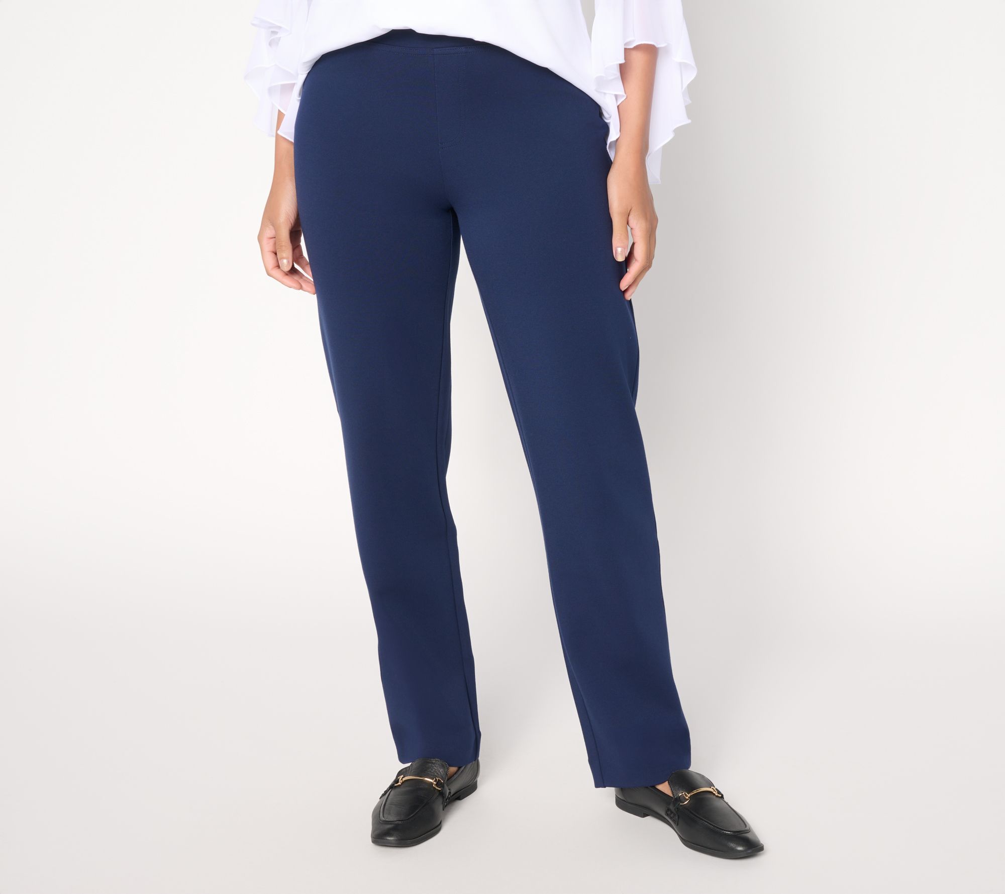 Susan Graver Petite Smart Ponte 350 Straight Leg Pull-On Pants