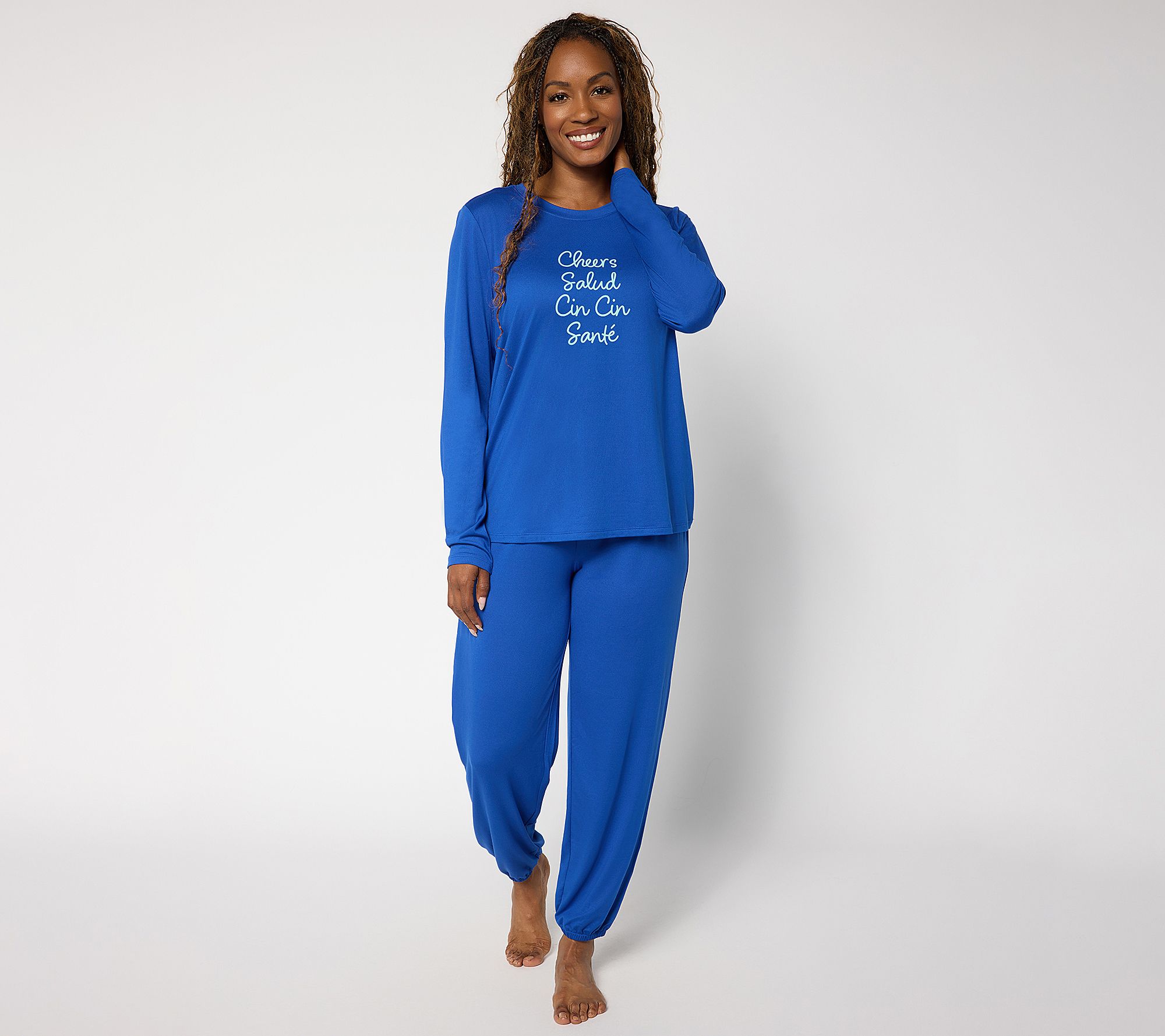 AnyBody Petite Lush Jersey Message Top and Joggers Set