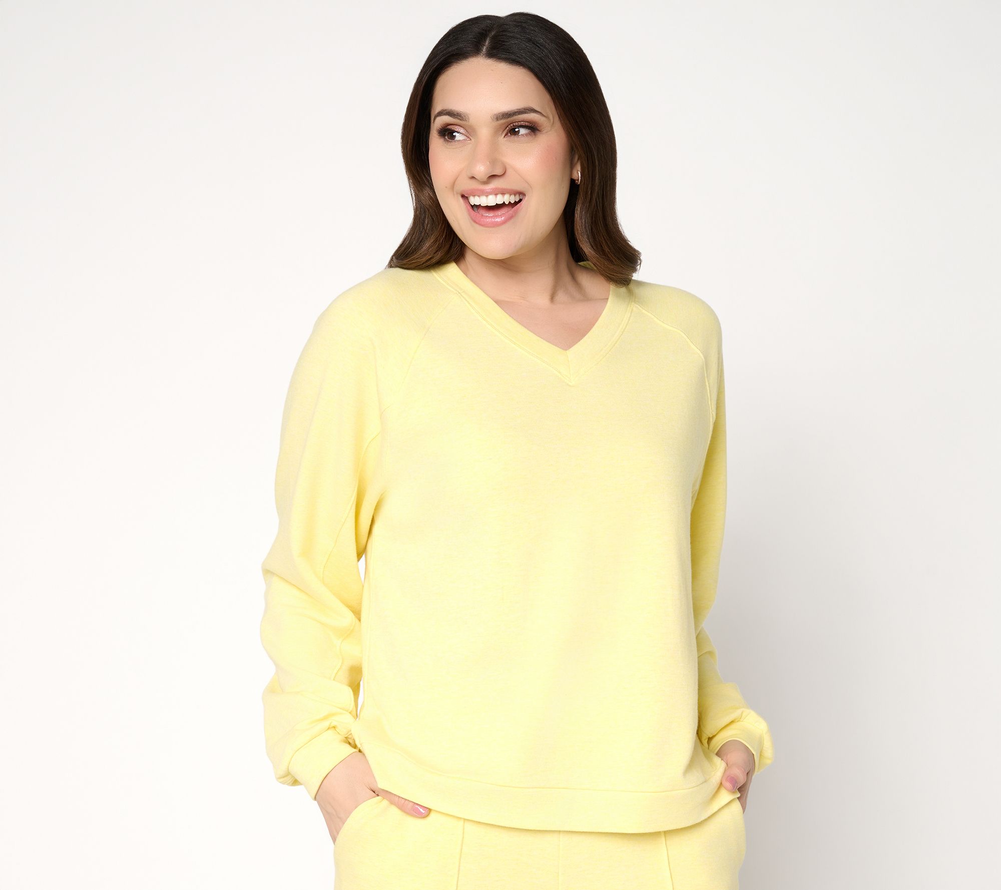  AnyBody Cozy Knit French Terry V-Neck Top