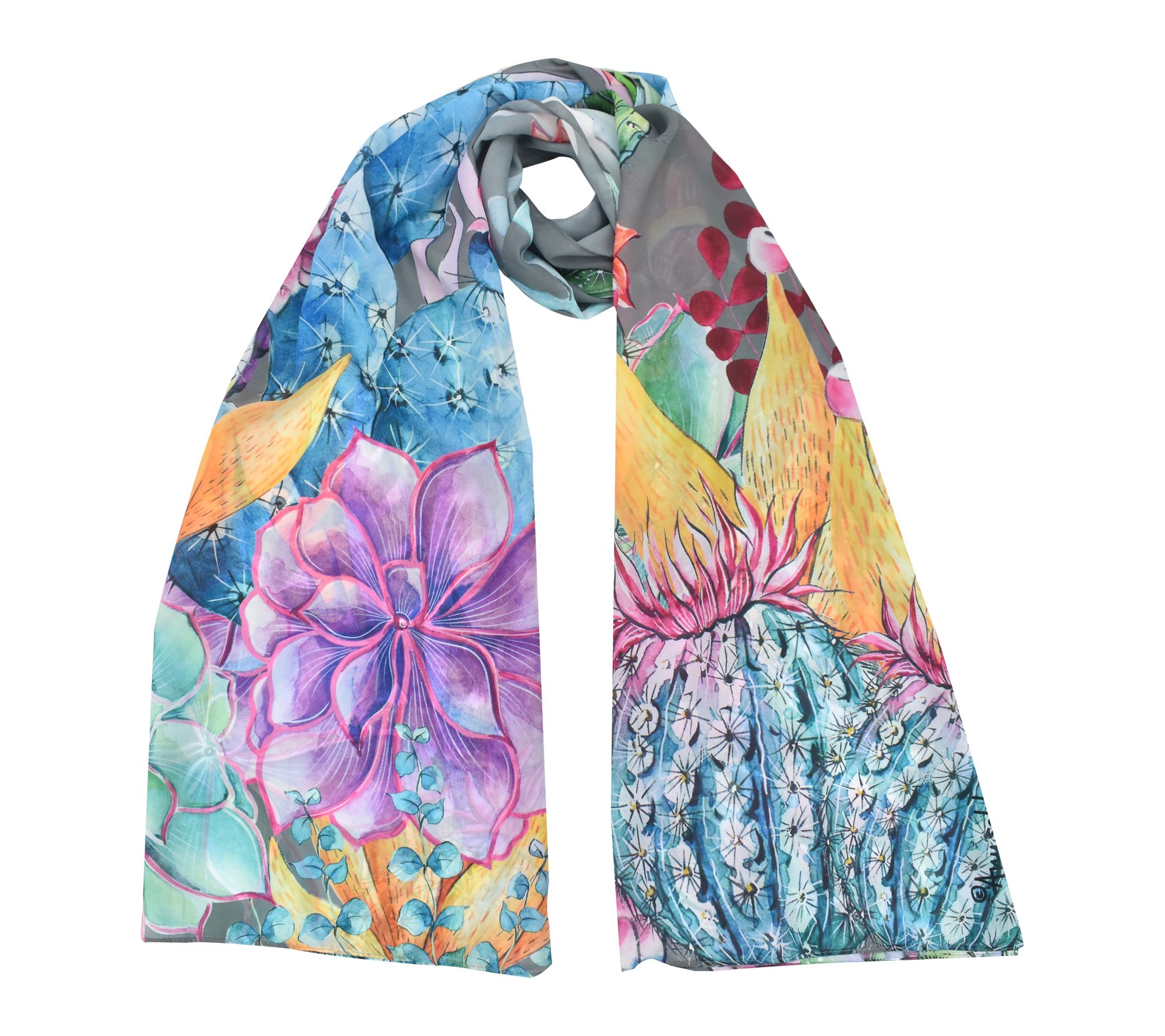  Anuschka Printed 24" x 72" Chiffon Scarf