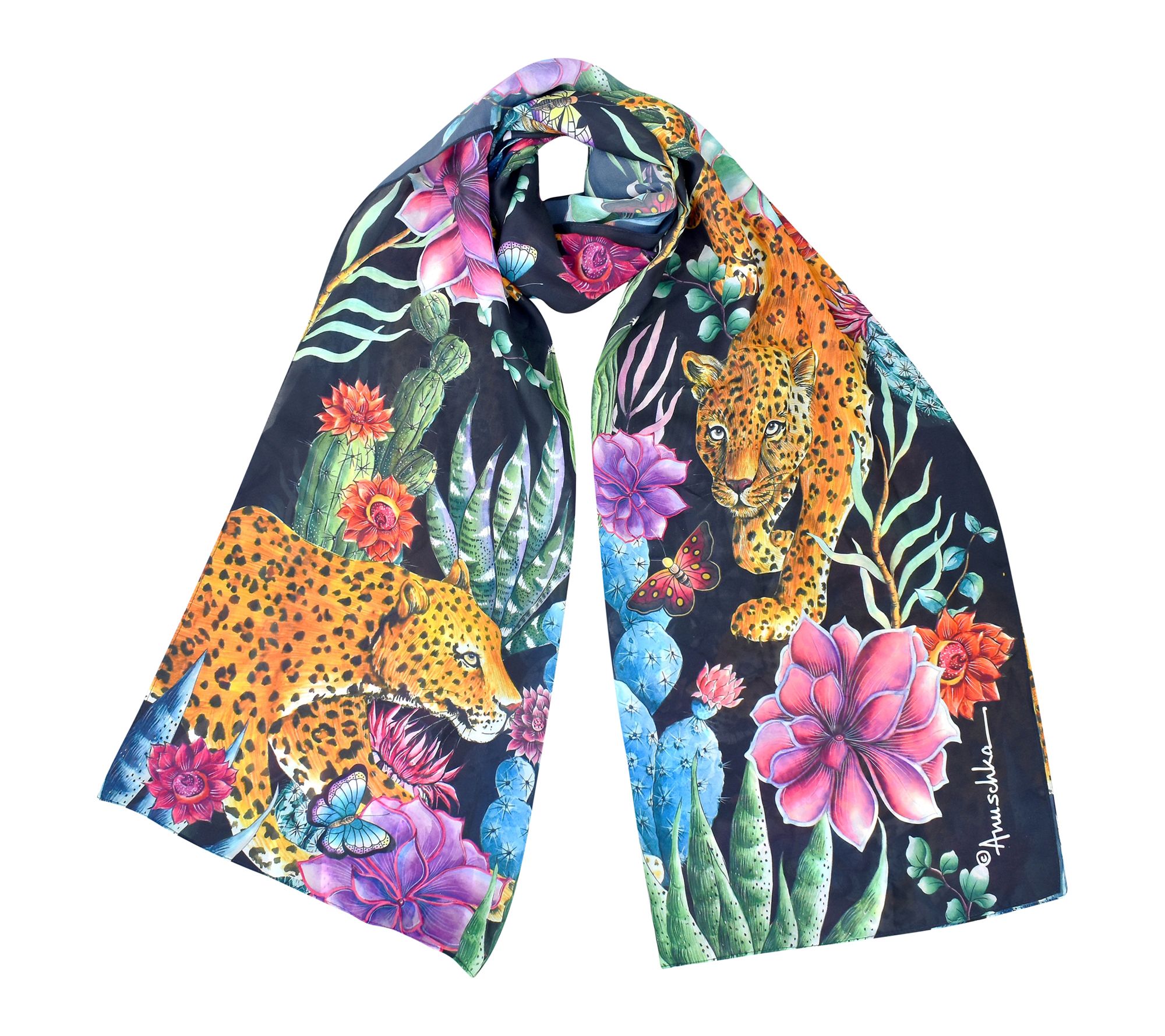 Anuschka Printed 24" x 72" Chiffon Scarf