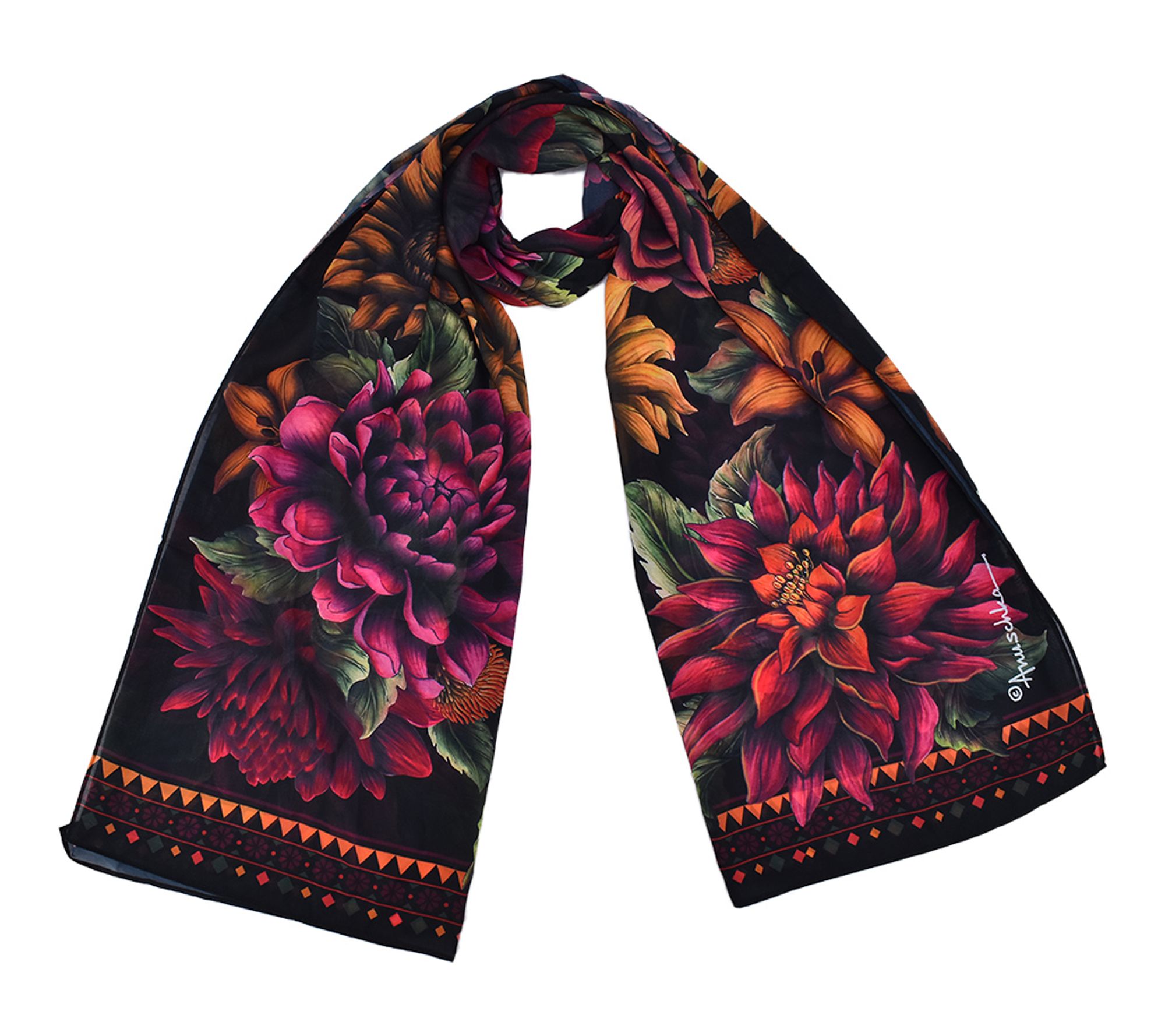 Anuschka Printed 24" x 72" Chiffon Scarf