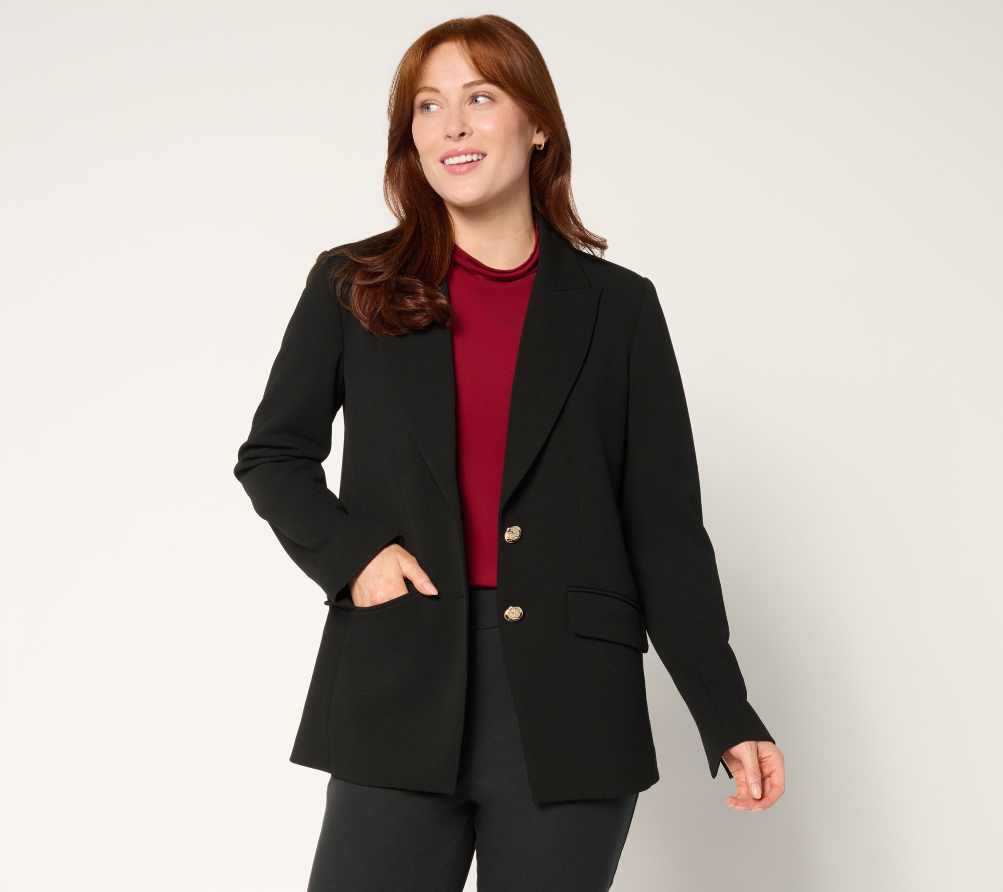 "As Is" Dennis Basso Reg Luxe Crepe Blazer in Prints & Solids