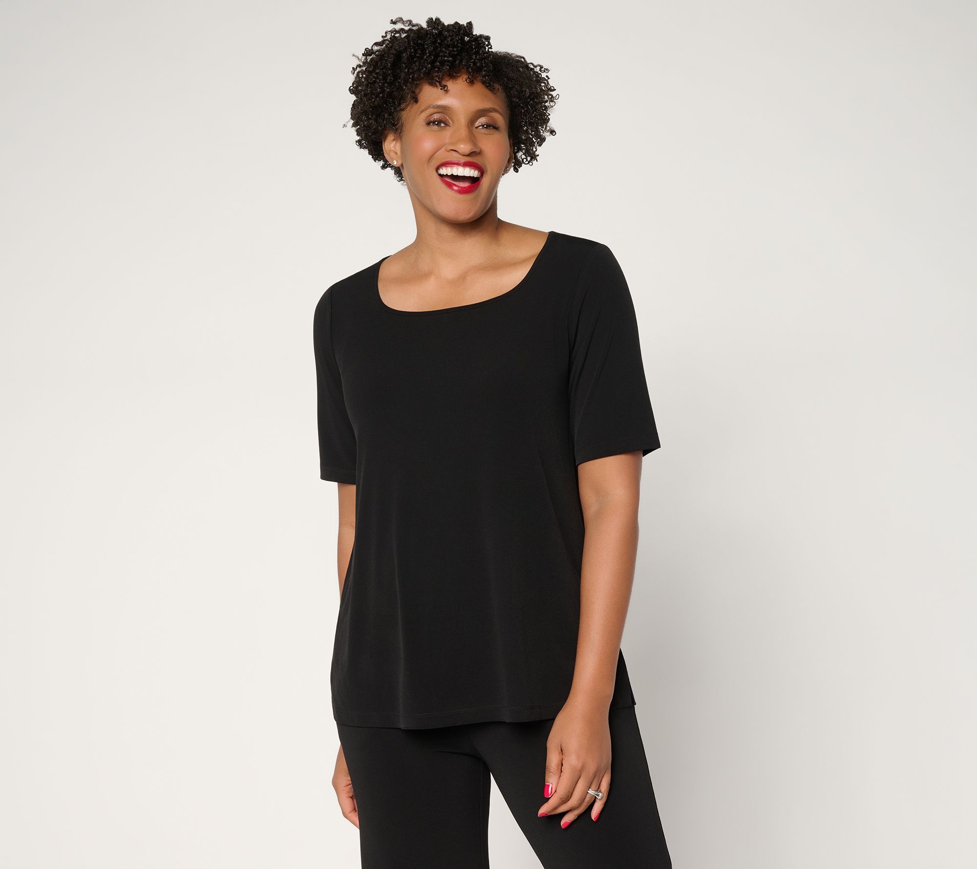 Susan Graver Essentials Liquid Knit Square-Neck A-Line Top