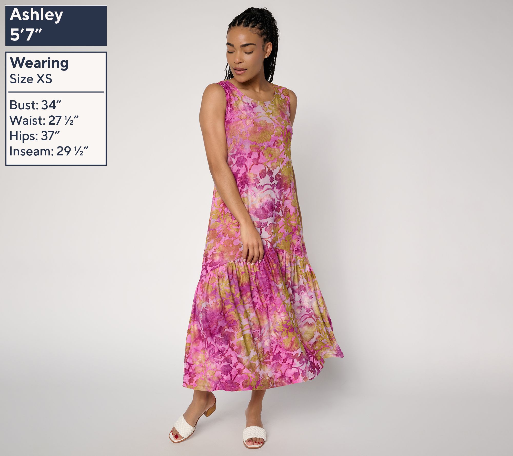 Susan Graver Regular Printed Burnout Tiered Sleeveless Maxi Dress