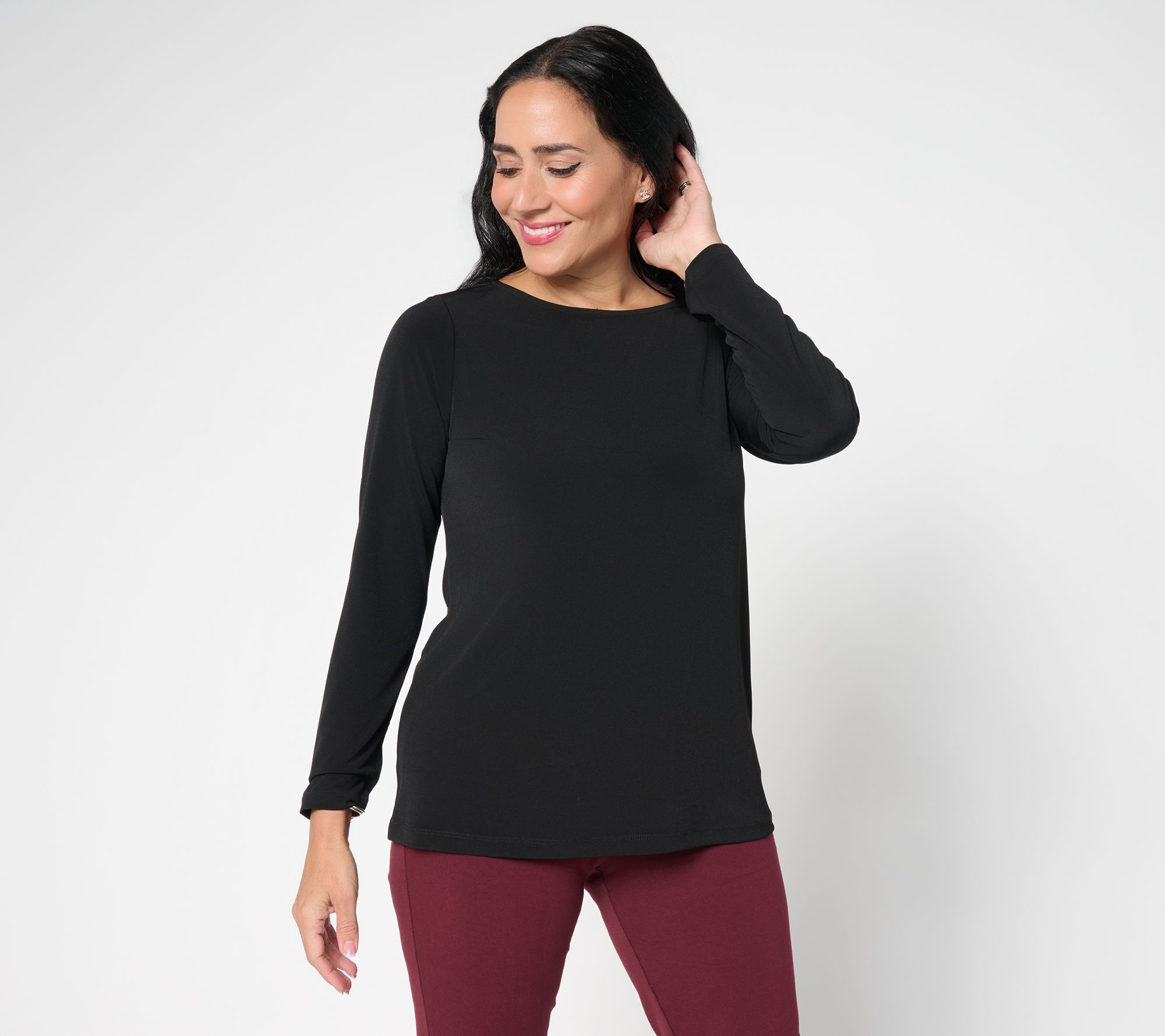 "As Is" Susan Graver Modern Essentials Liquid Knit Bateau Neck Top