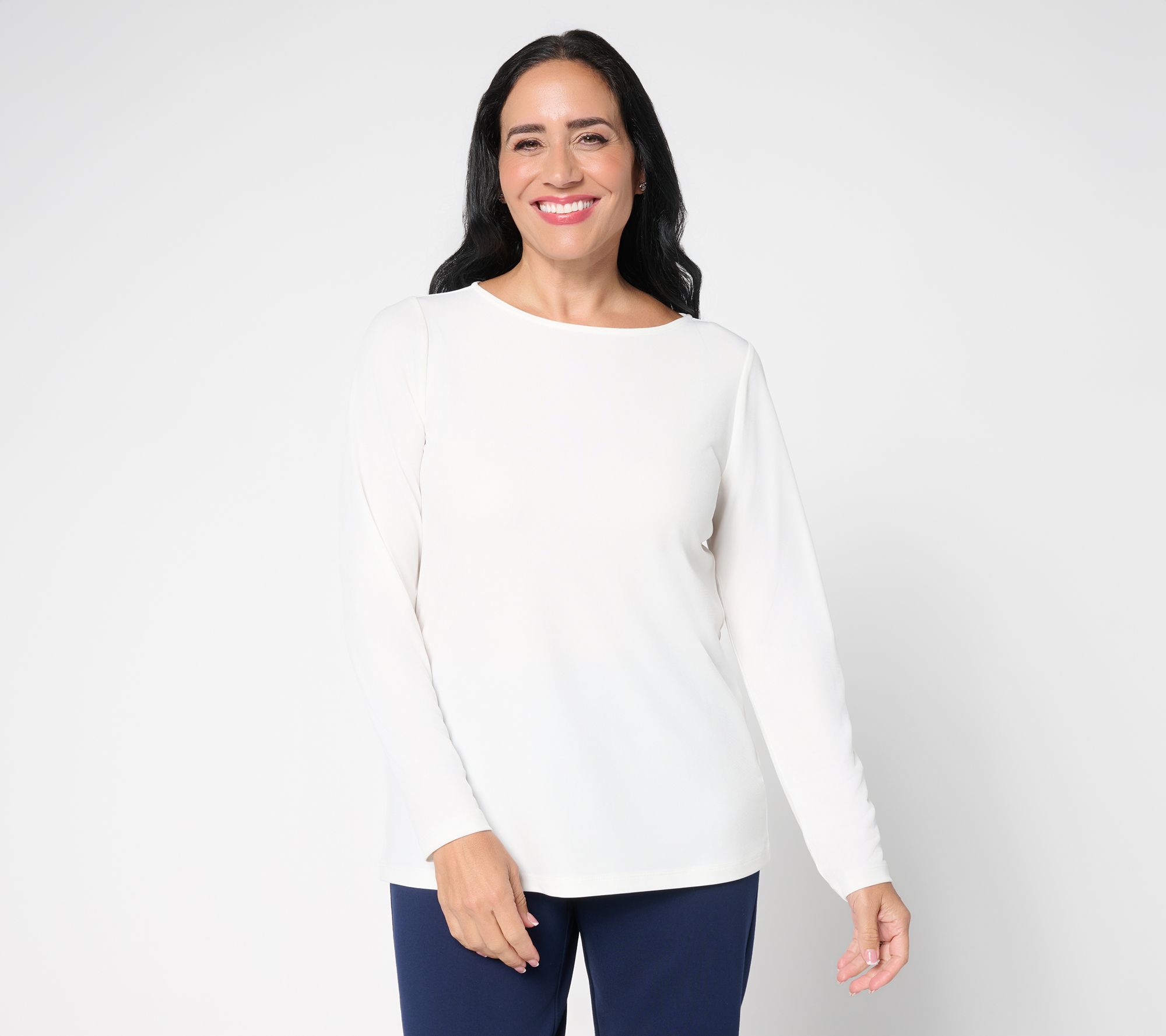 "As Is" Susan Graver Modern Essentials Liquid Knit Bateau Neck Top