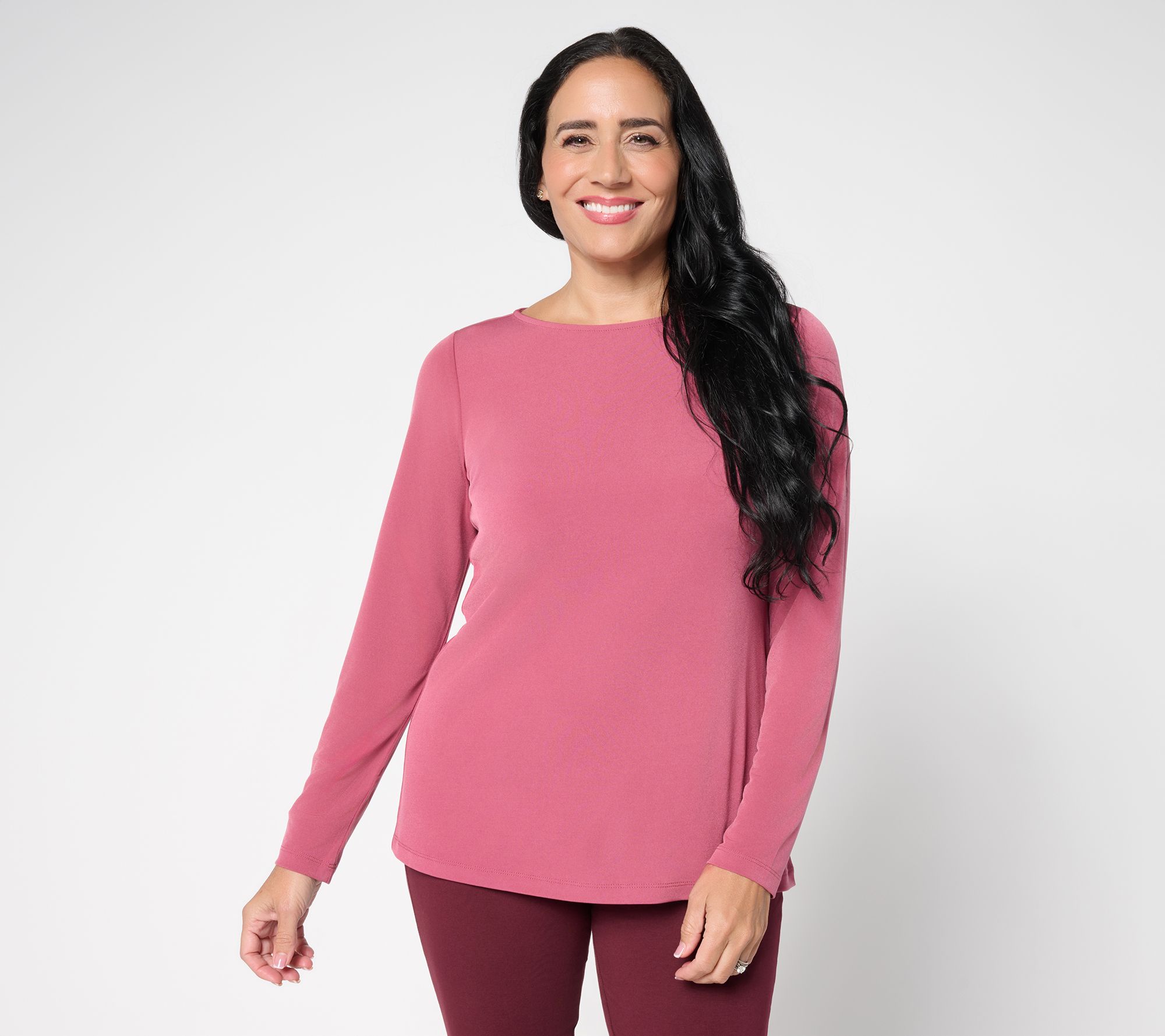 "As Is" Susan Graver Modern Essentials Liquid Knit Bateau Neck Top