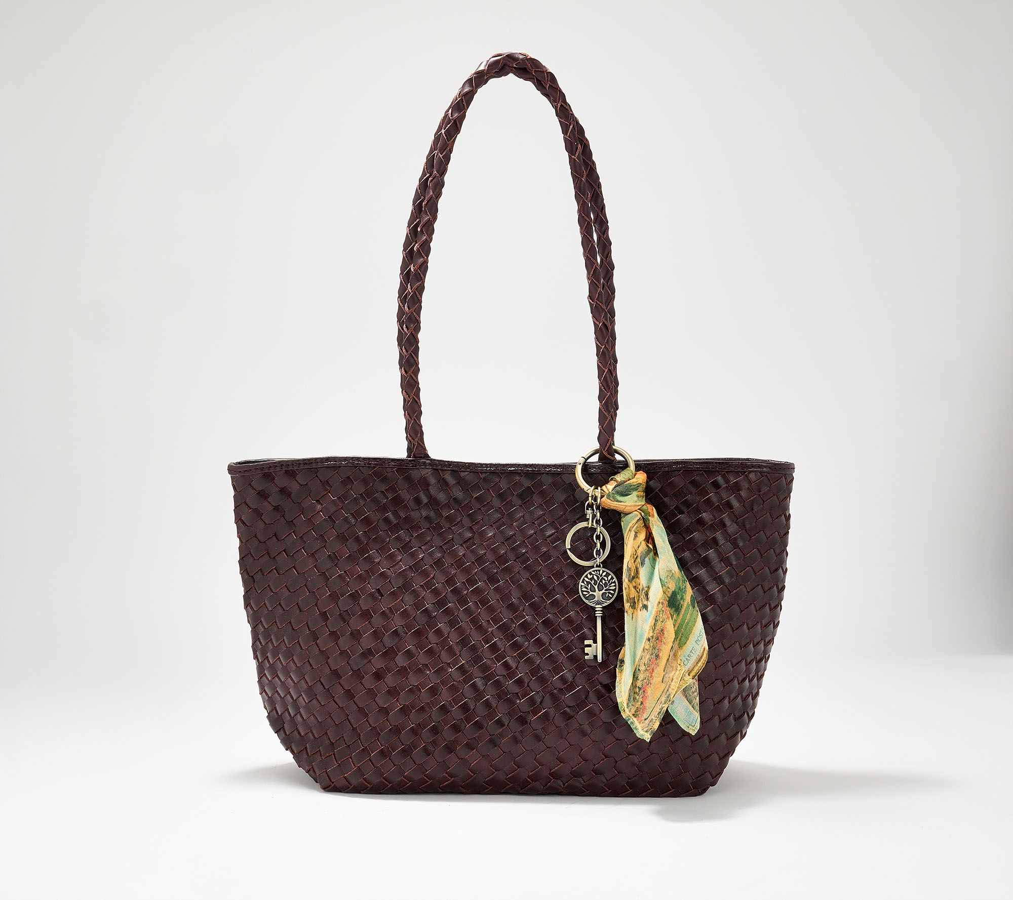  Patricia Nash Woven Leather Olivia Tote with Bag Charm