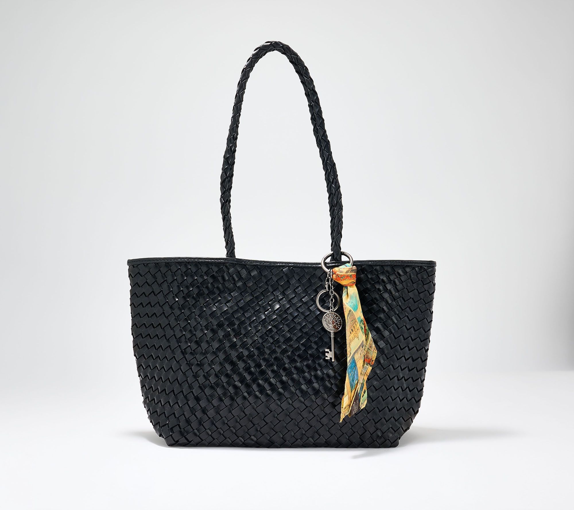 Patricia Nash Woven Leather Olivia Tote with Bag Charm
