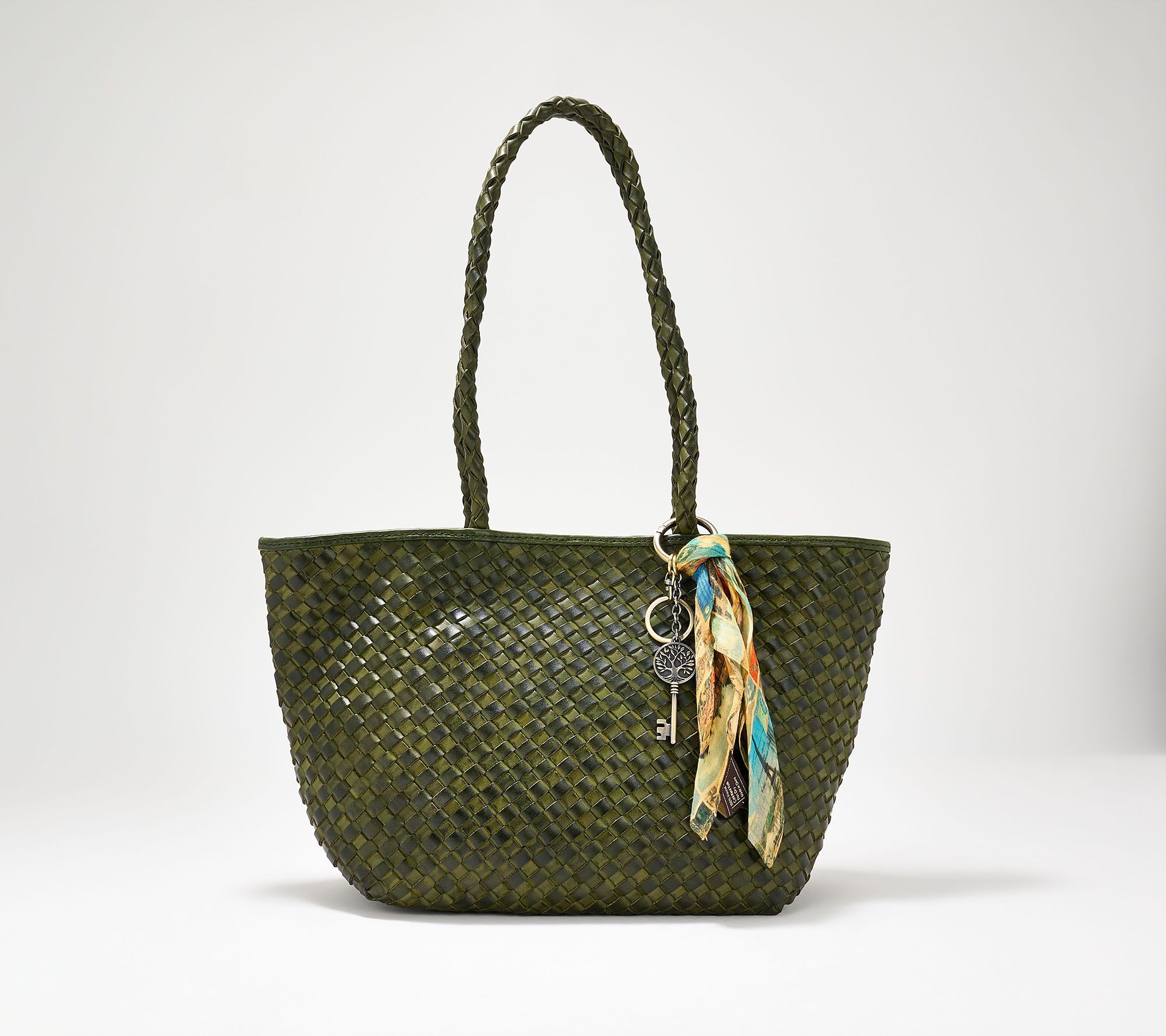 Patricia Nash Woven Leather Olivia Tote with Bag Charm