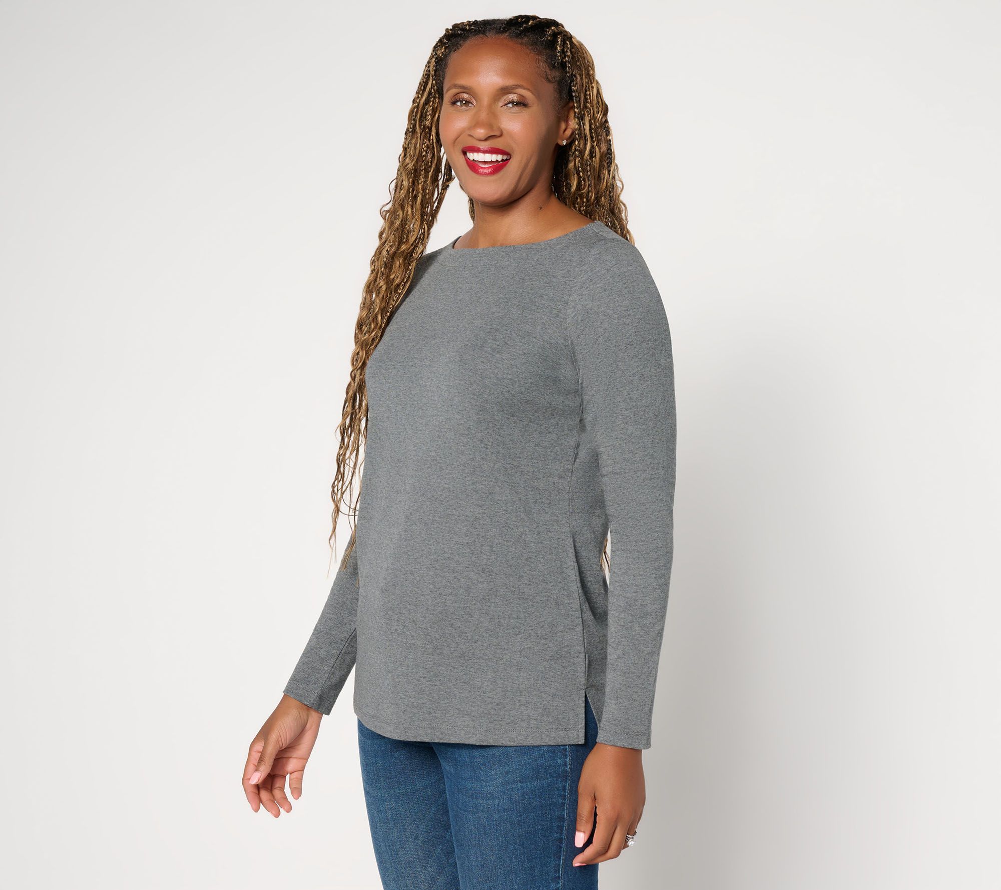 Belle by Kim Gravel TripleLuxe Micro Rib Heathered Top