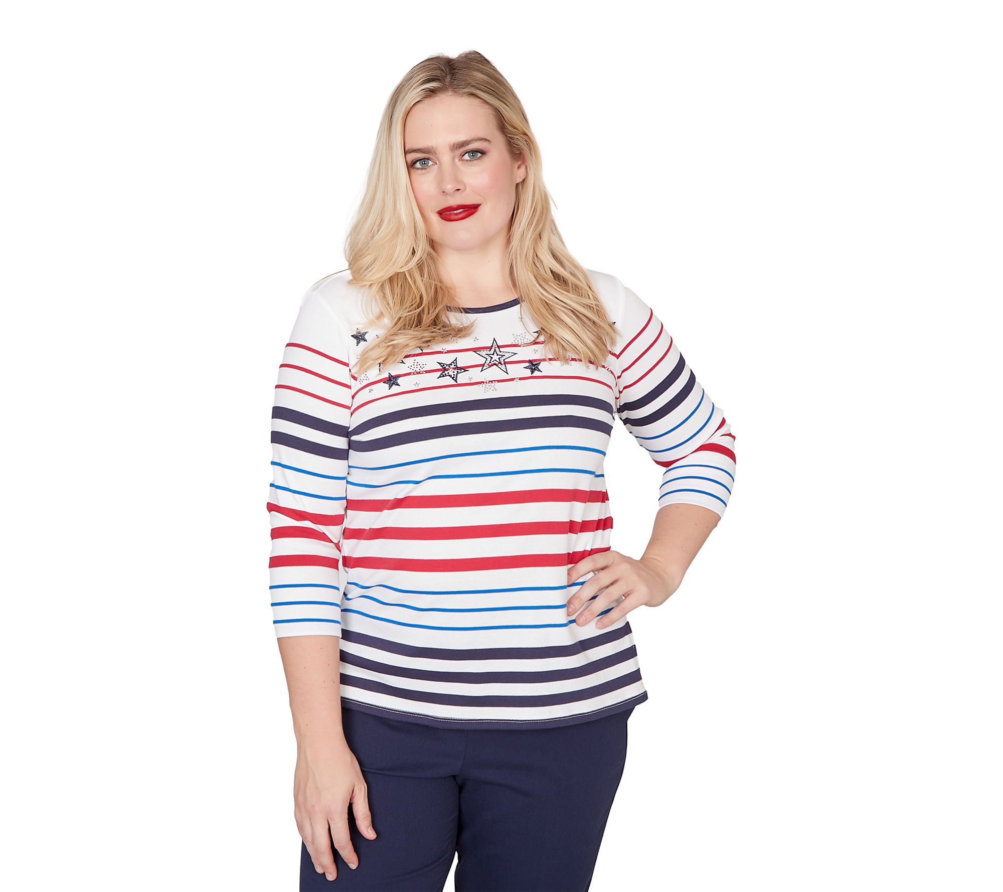 Alfred Dunner Women's Stars and Stripes Americana Top