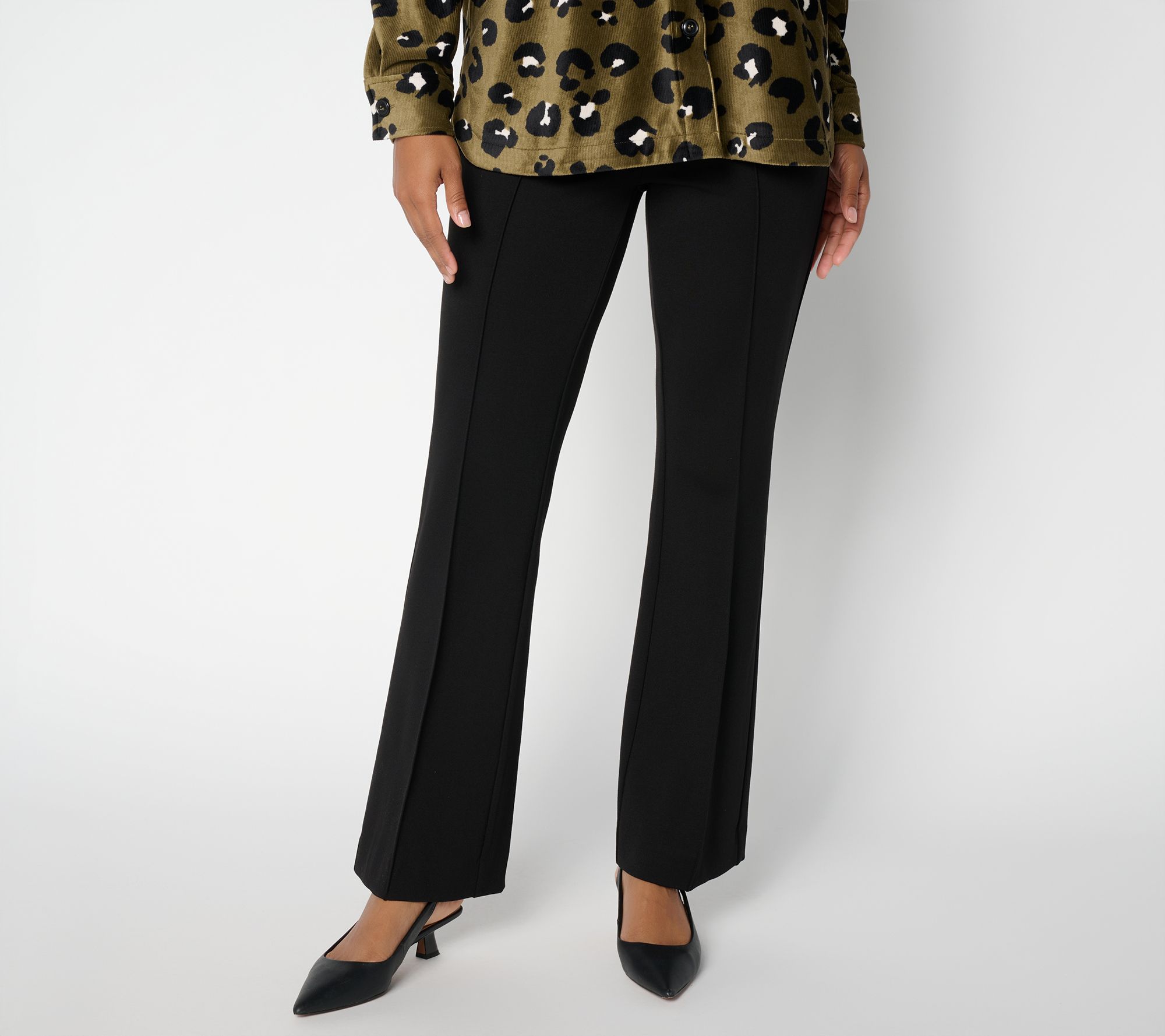 Susan Graver Petite Smart Ponte 360 Hollywood Waist Boot Cut Pants