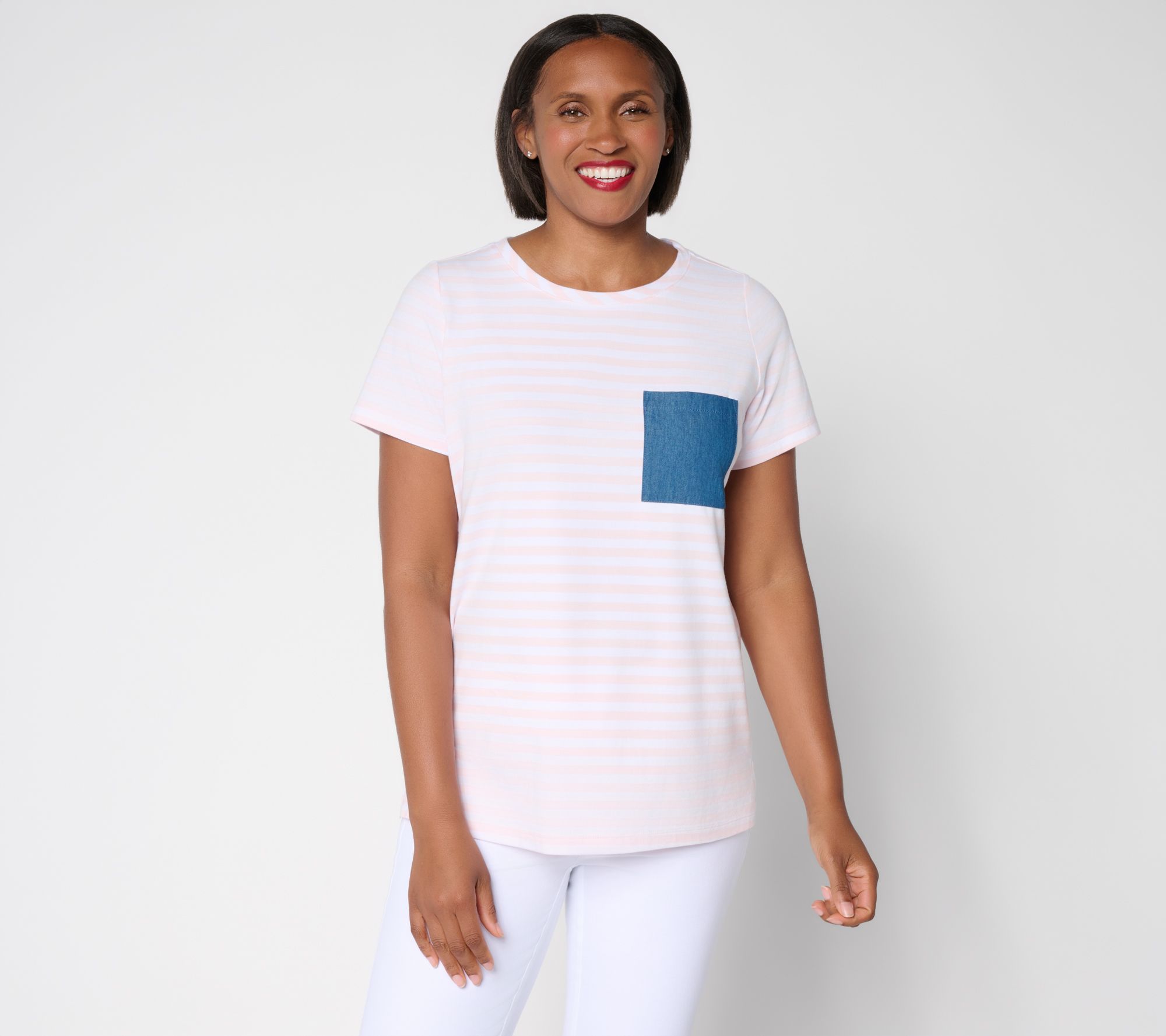 "As Is" Liberty Belles by Kim Gravel Knit Denim Pocket Top