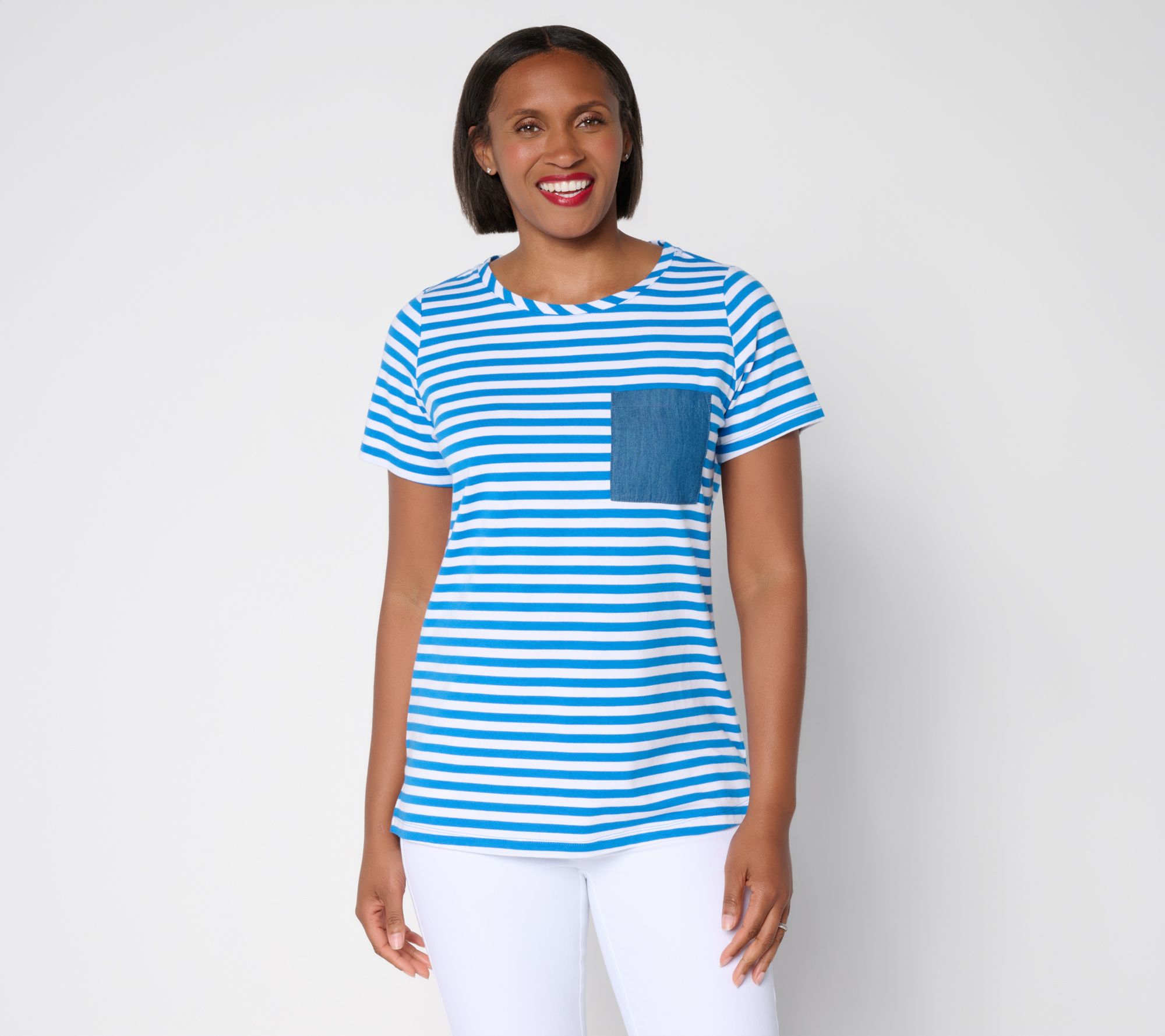 "As Is" Liberty Belles by Kim Gravel Knit Denim Pocket Top