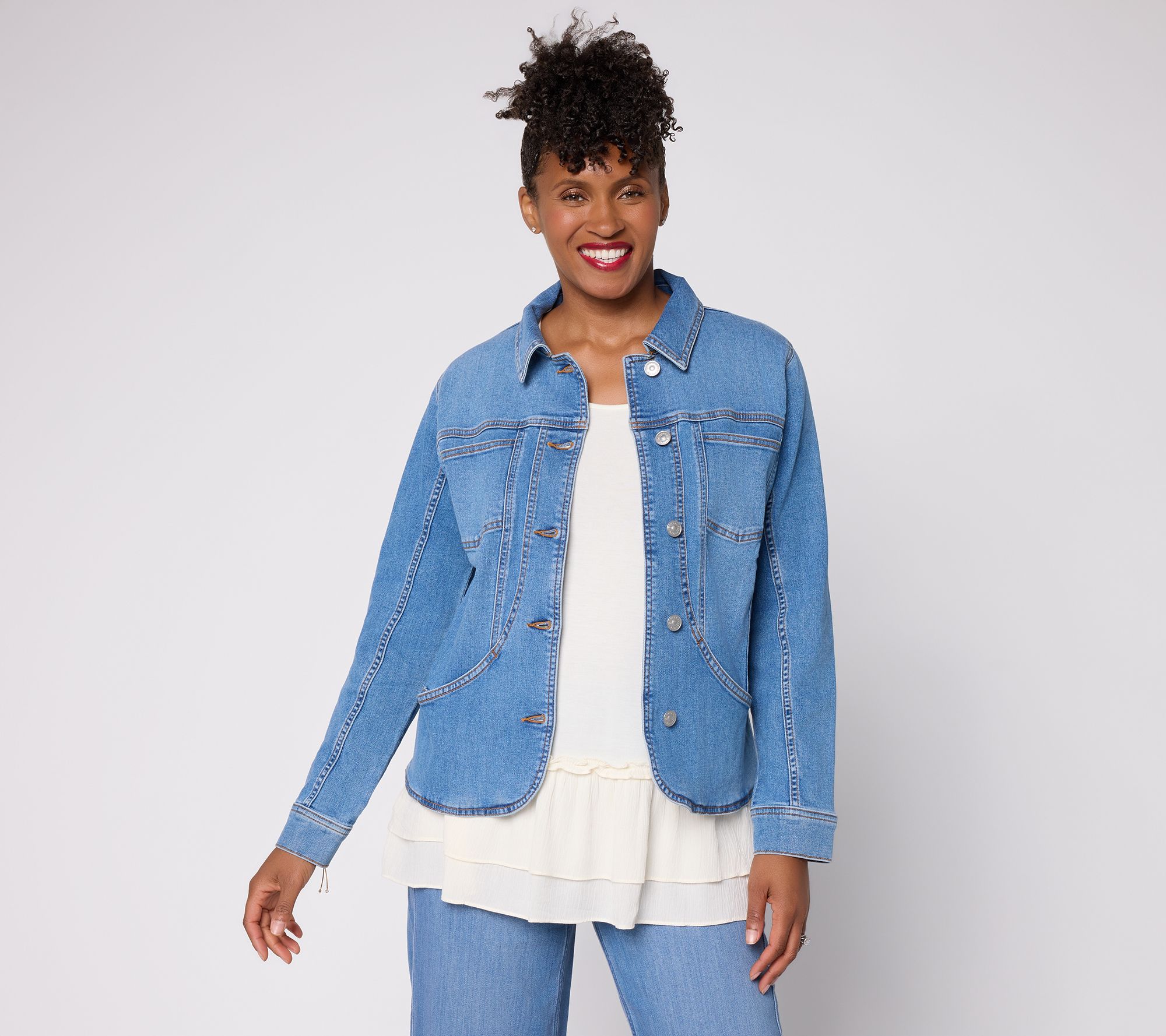 "As Is" LOGO by Lori Goldstein Seamed Denim Jacket