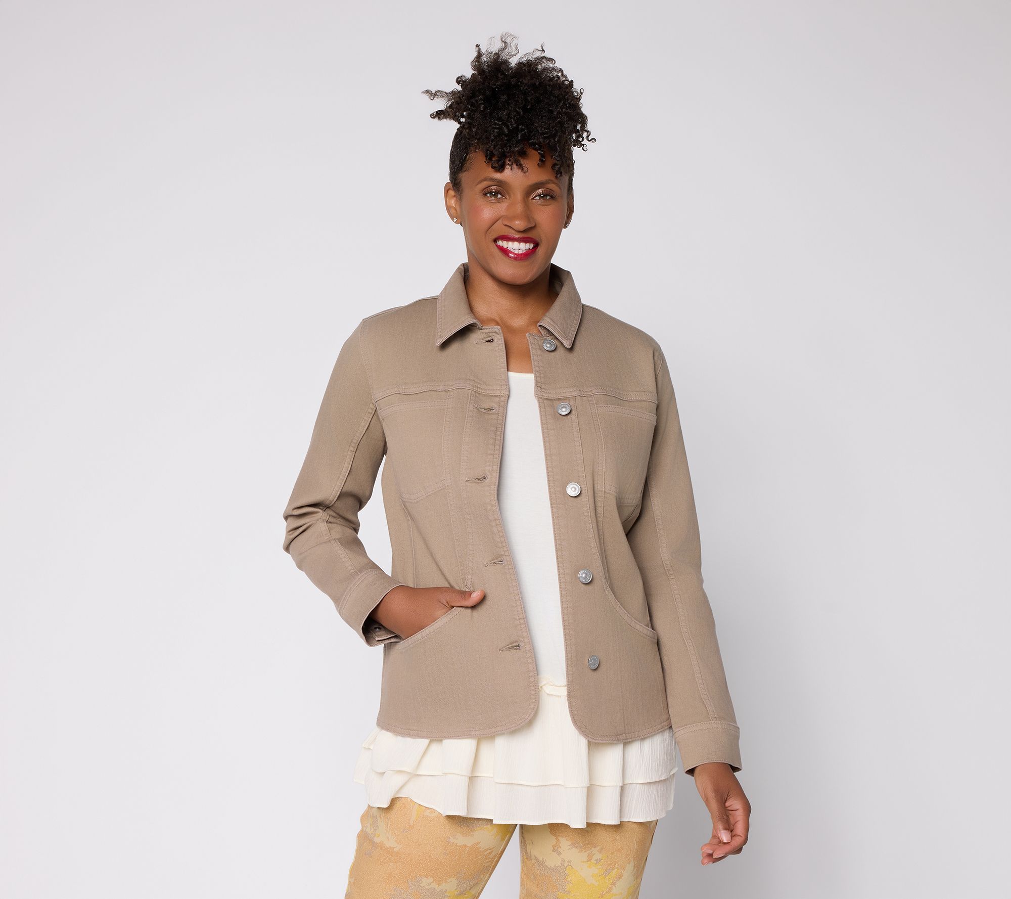 "As Is" LOGO by Lori Goldstein Seamed Denim Jacket