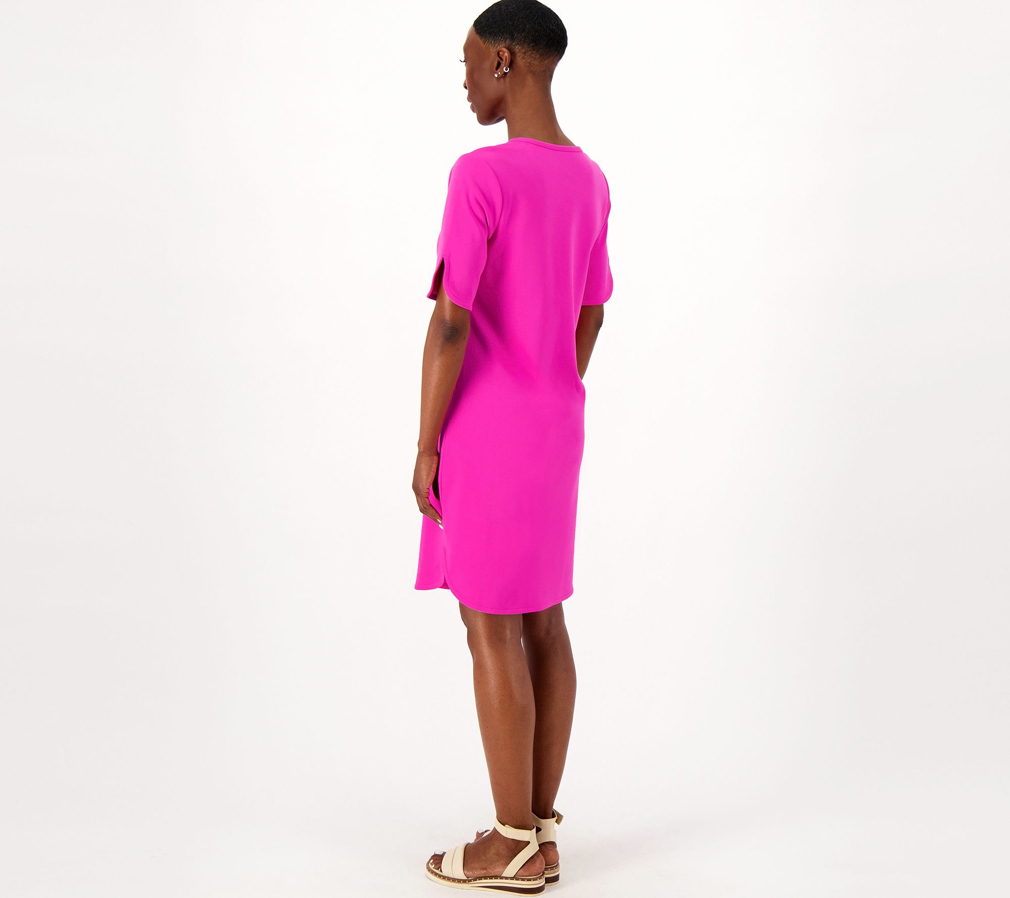 Isaac Mizrahi Live! Essentials Pima Cotton Elbow Sleeve Dress - QVC.com