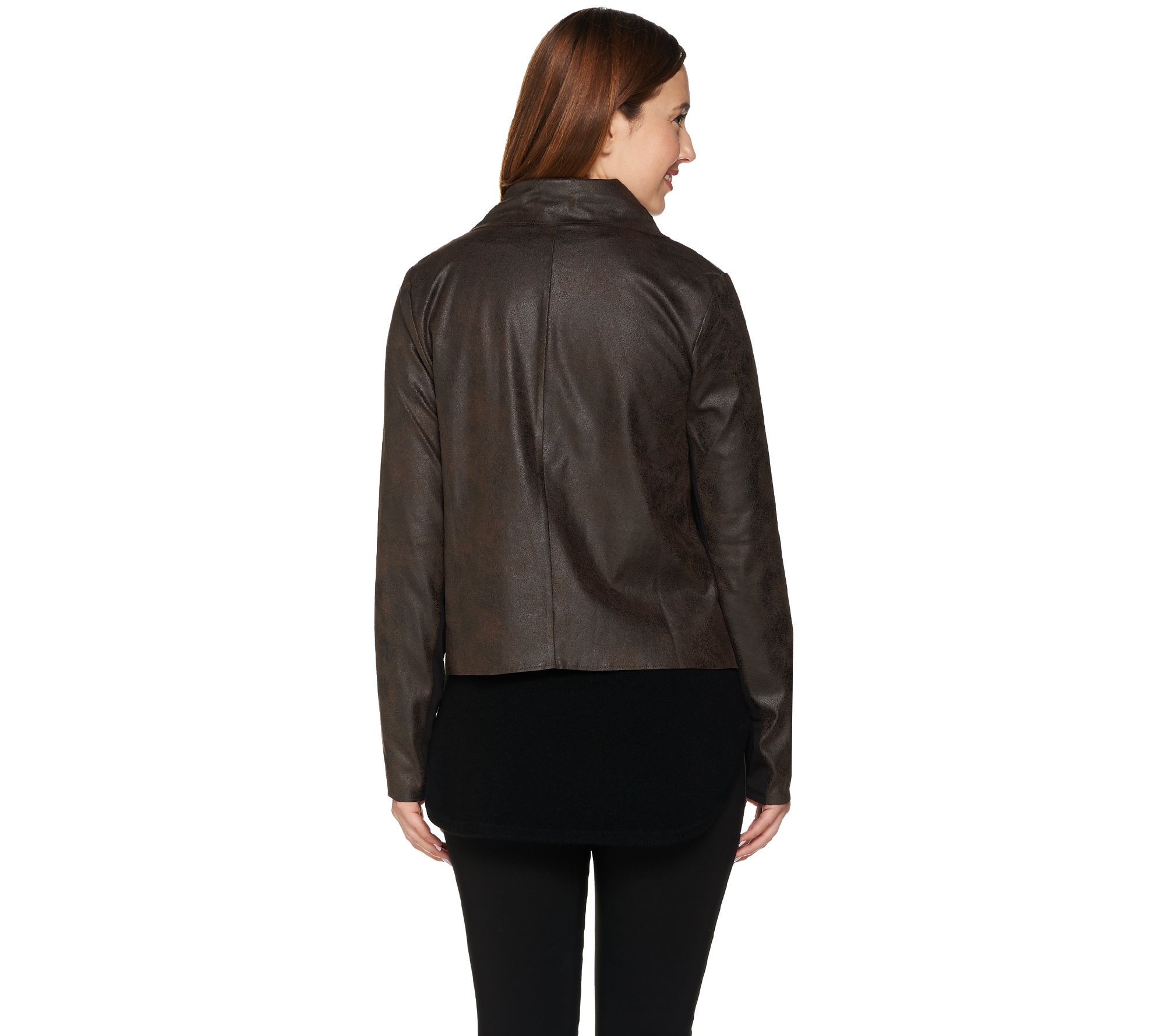 Lisa Rinna Collection Drape Front Faux Suede Jacket - QVC.com